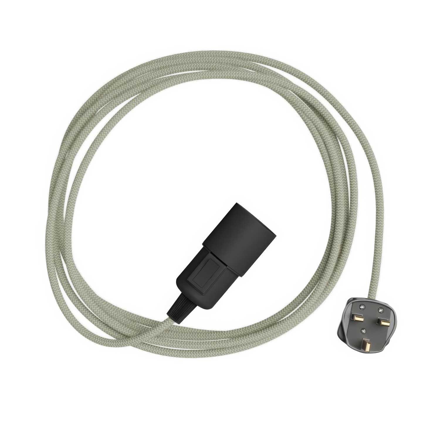 Snake Zig-Zag – Plug-in-Lampe mit Textilkabel im Zig-Zag-Effekt RD72 und UK-Stecker