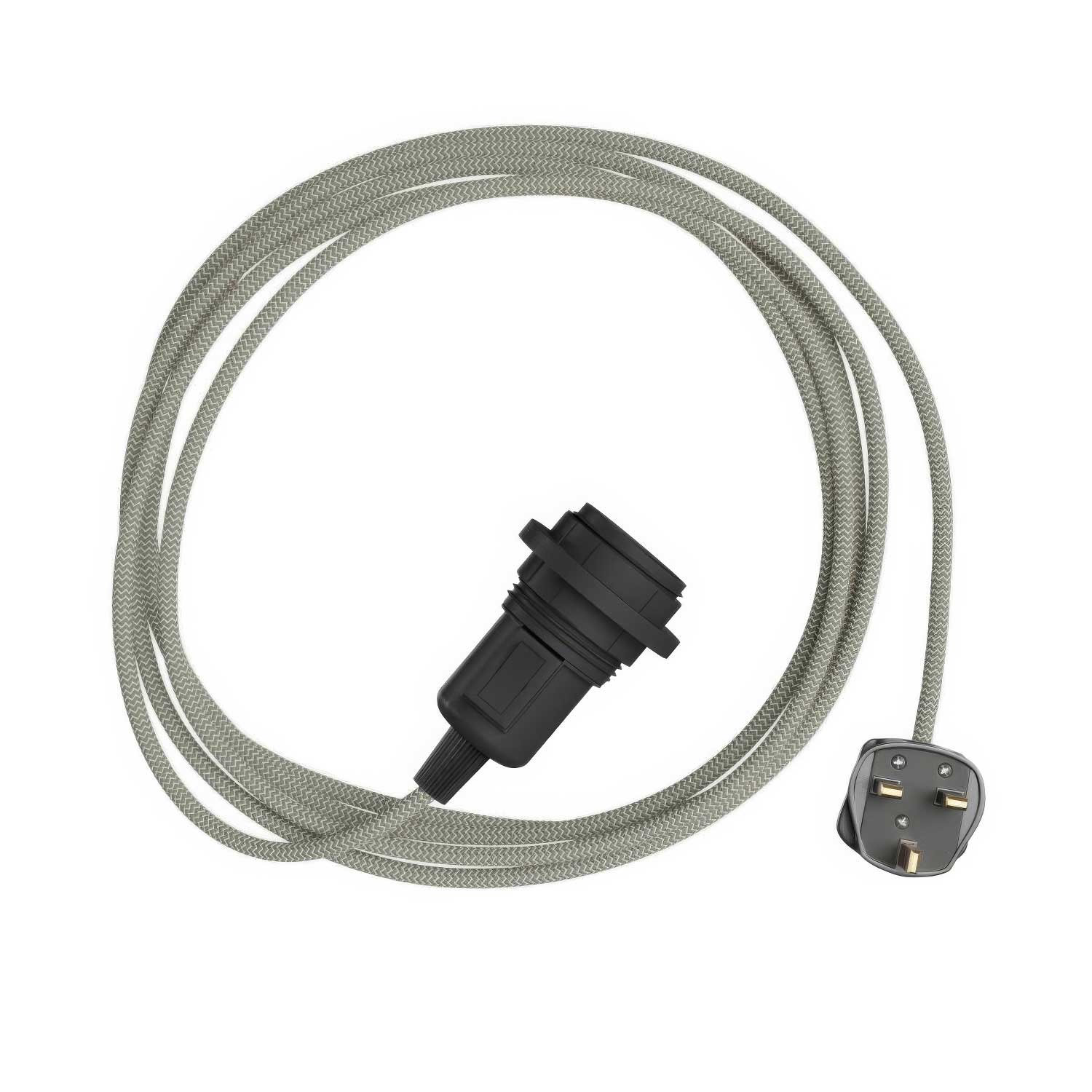 Snake Zig-Zag für Lampenschirm – Steckleuchte mit Zig-Zag Textilkabel RD74 und UK-Stecker