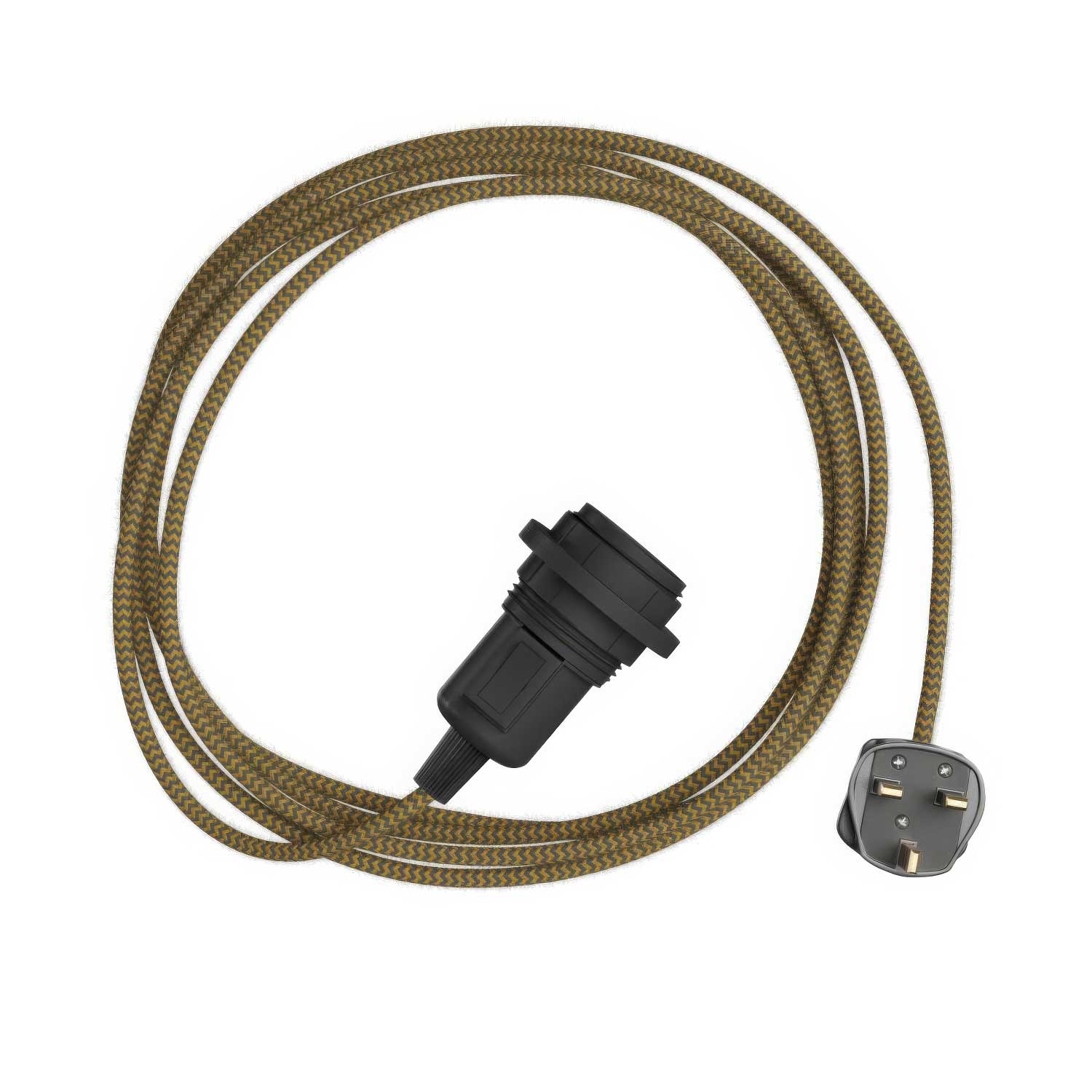 Snake Zig-Zag für Lampenschirm – Plug-in-Lampe mit Zig-Zag-Textilkabel RZ27 und UK-Stecker