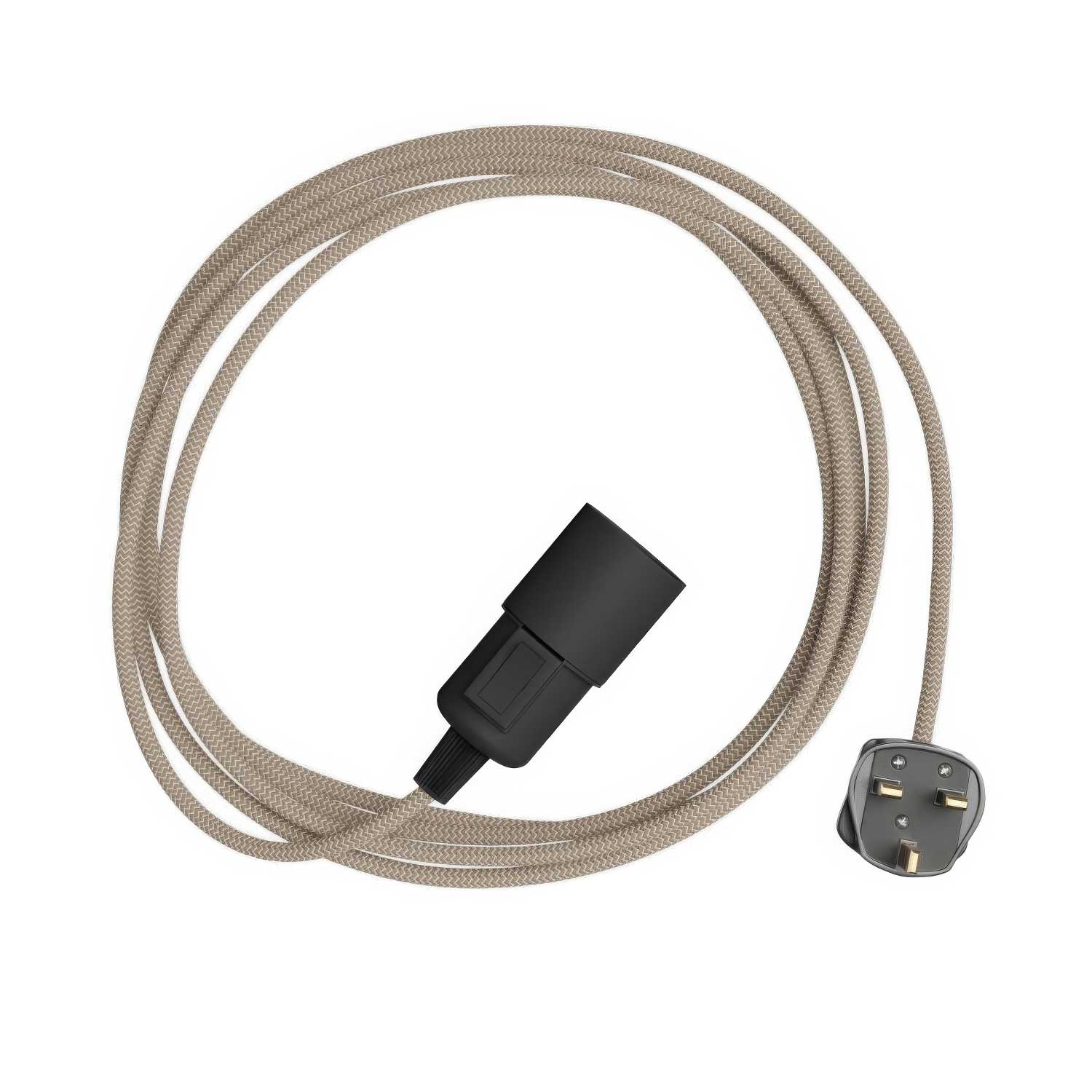 Snake Zig-Zag – Plug-in-Lampe mit Zig-Zag-Stoffkabel RD73 und UK-Stecker
