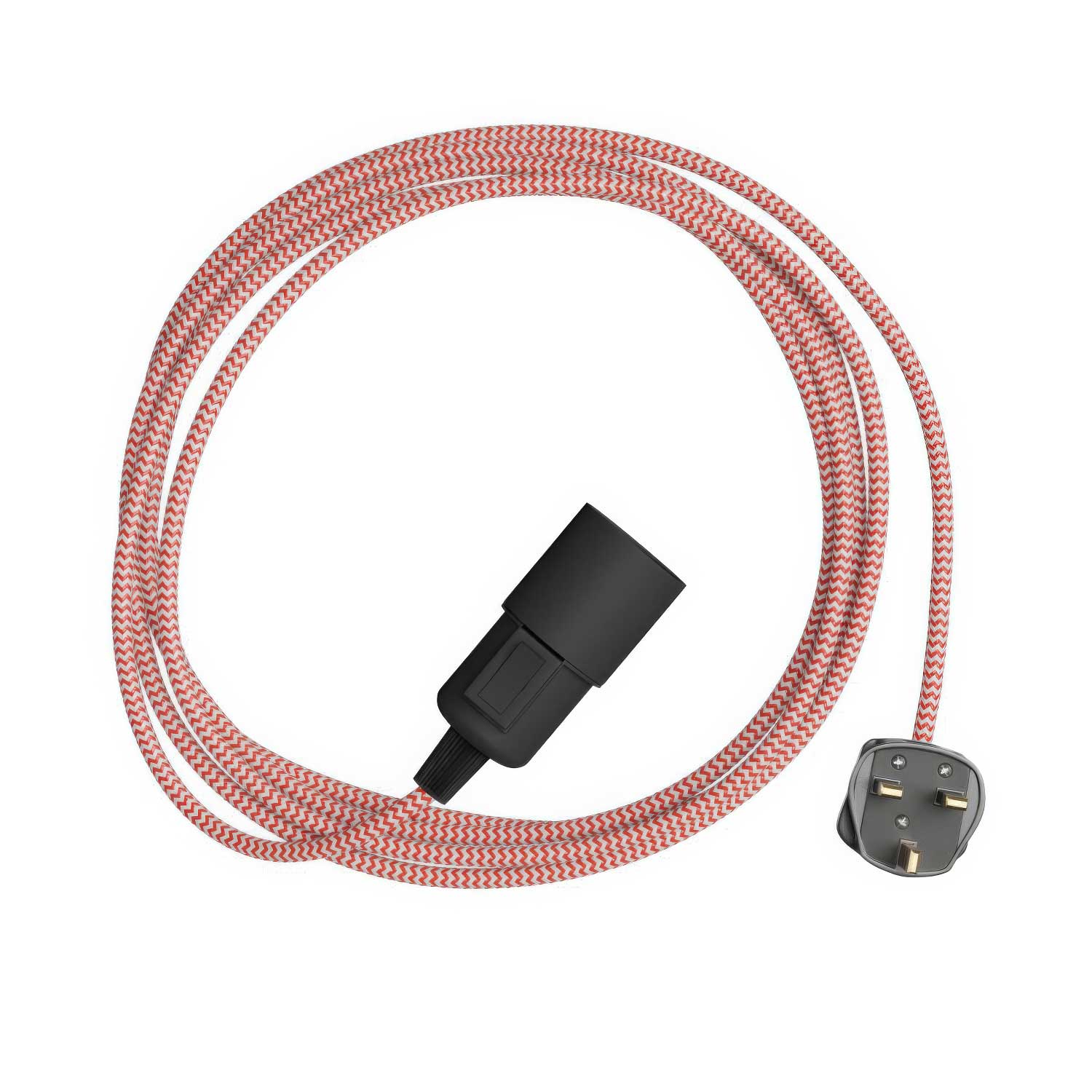 Snake Zig-Zag – Plug-in-Lampe mit Textilkabel im Zig-Zag-Design RZ09 und UK-Stecker