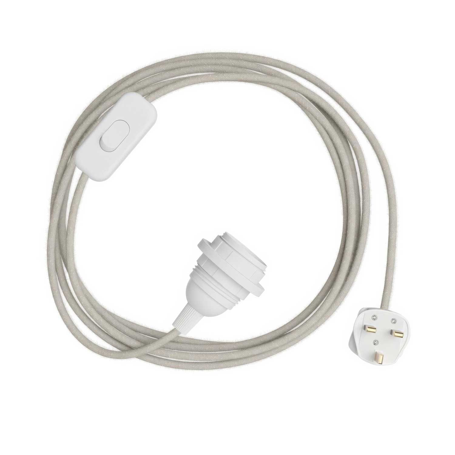 SnakeBis für Lampenschirm – Armatur mit Fassung, farbigem Textilkabel RN01 und UK-Stecker