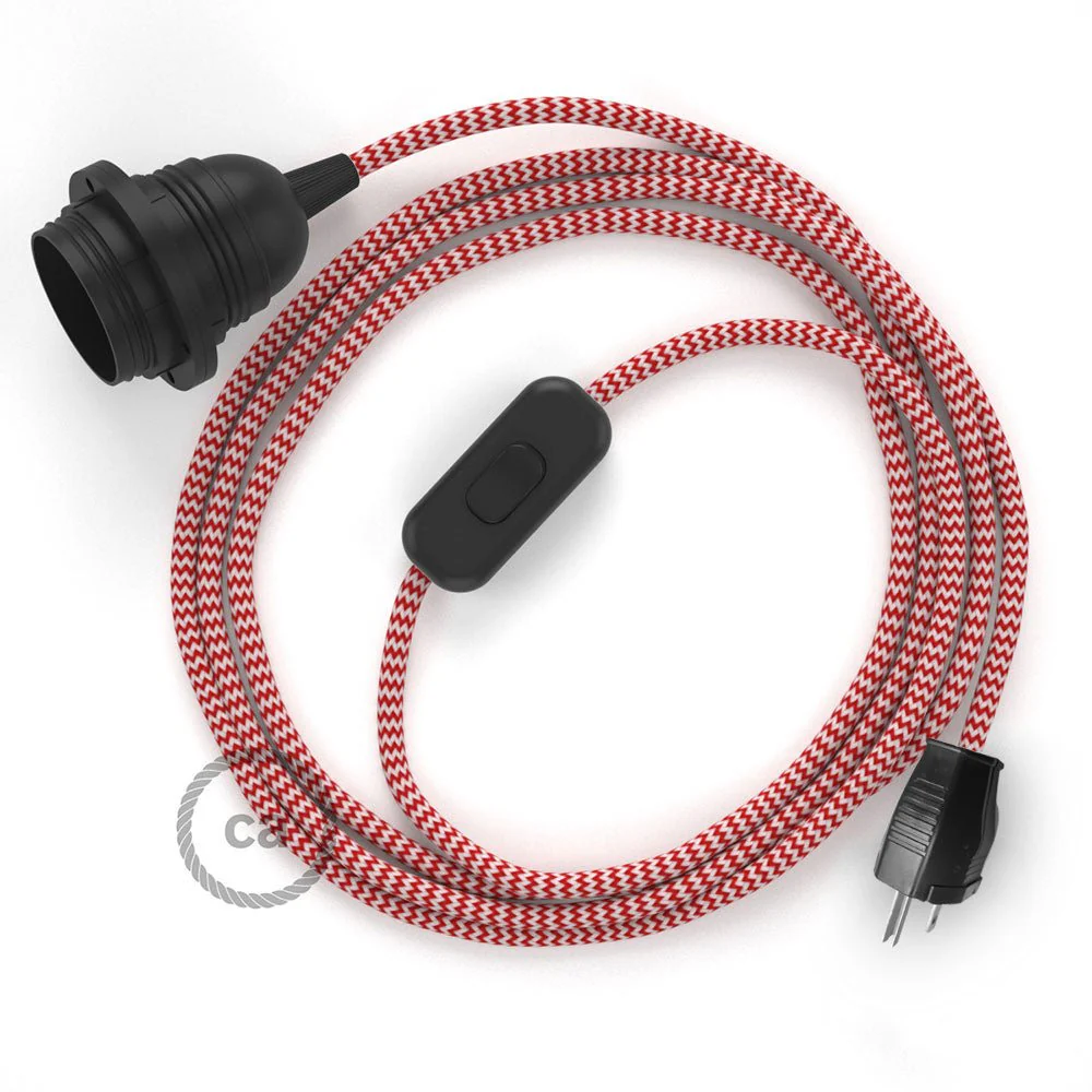 SnakeBis für Lampenschirm – Verkabelung mit Fassung und Zig-Zag-Stoffkabel – RZ09