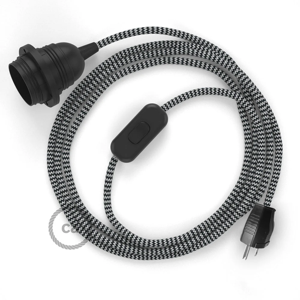 SnakeBis für Lampenschirm – Verkabelung mit Fassung und Zickzack-Stoffkabel – RZ04