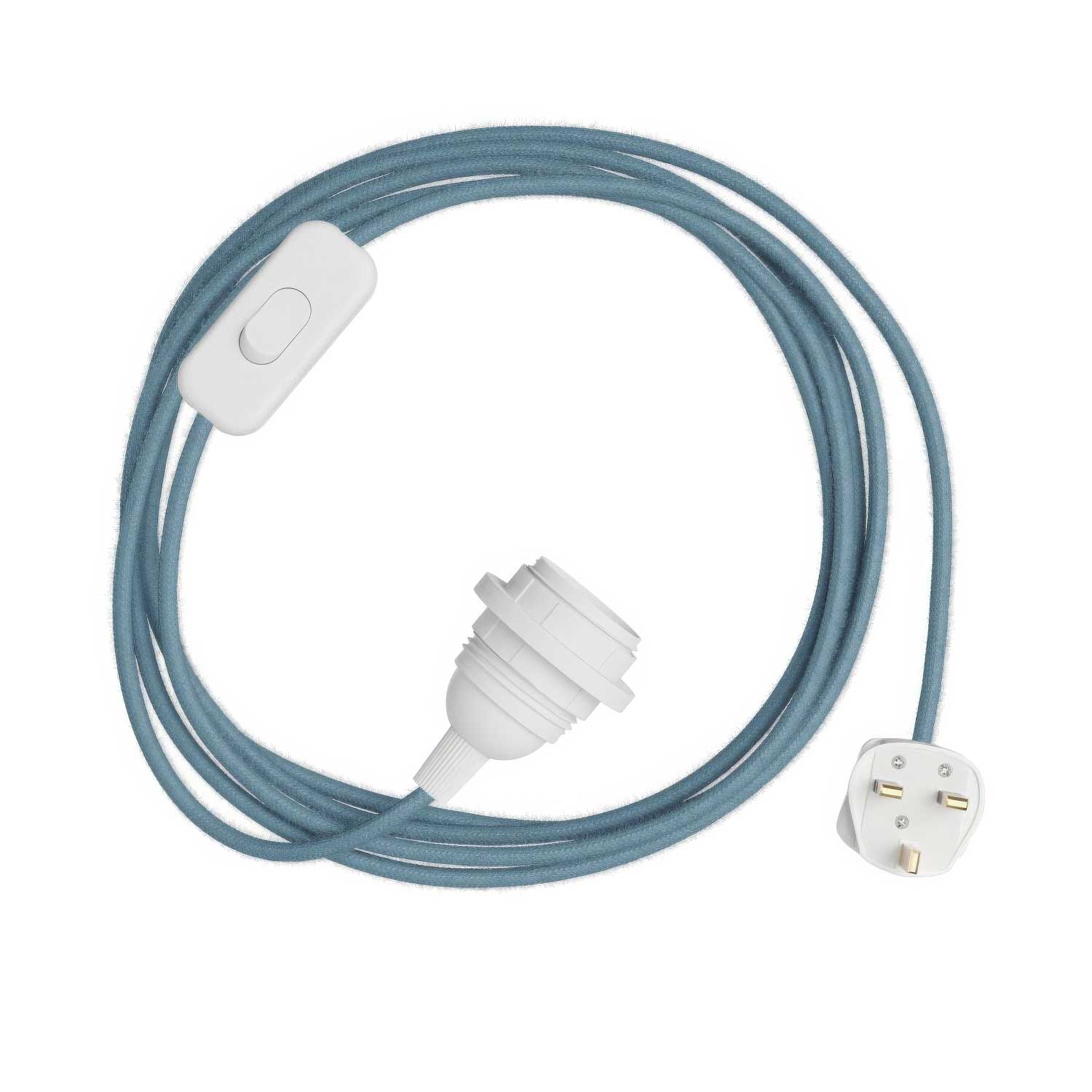 SnakeBis für Lampenschirm – Verkabelung mit Fassung, farbiges Stoffkabel RC53 und UK-Stecker