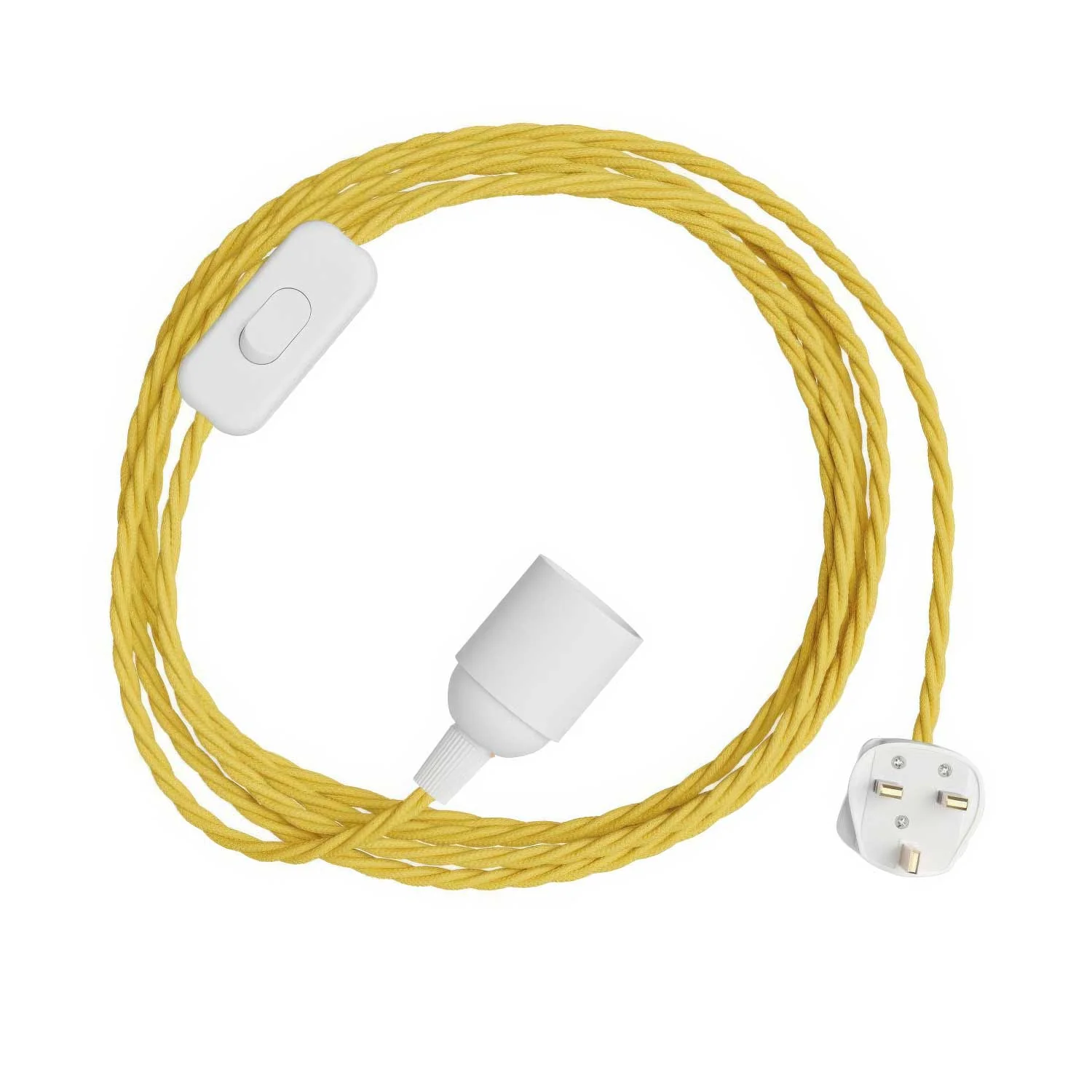 SnakeBis Twisted – Verkabelung mit Lampenfassung, geflochtenem Stoffkabel TM10 und UK-Stecker