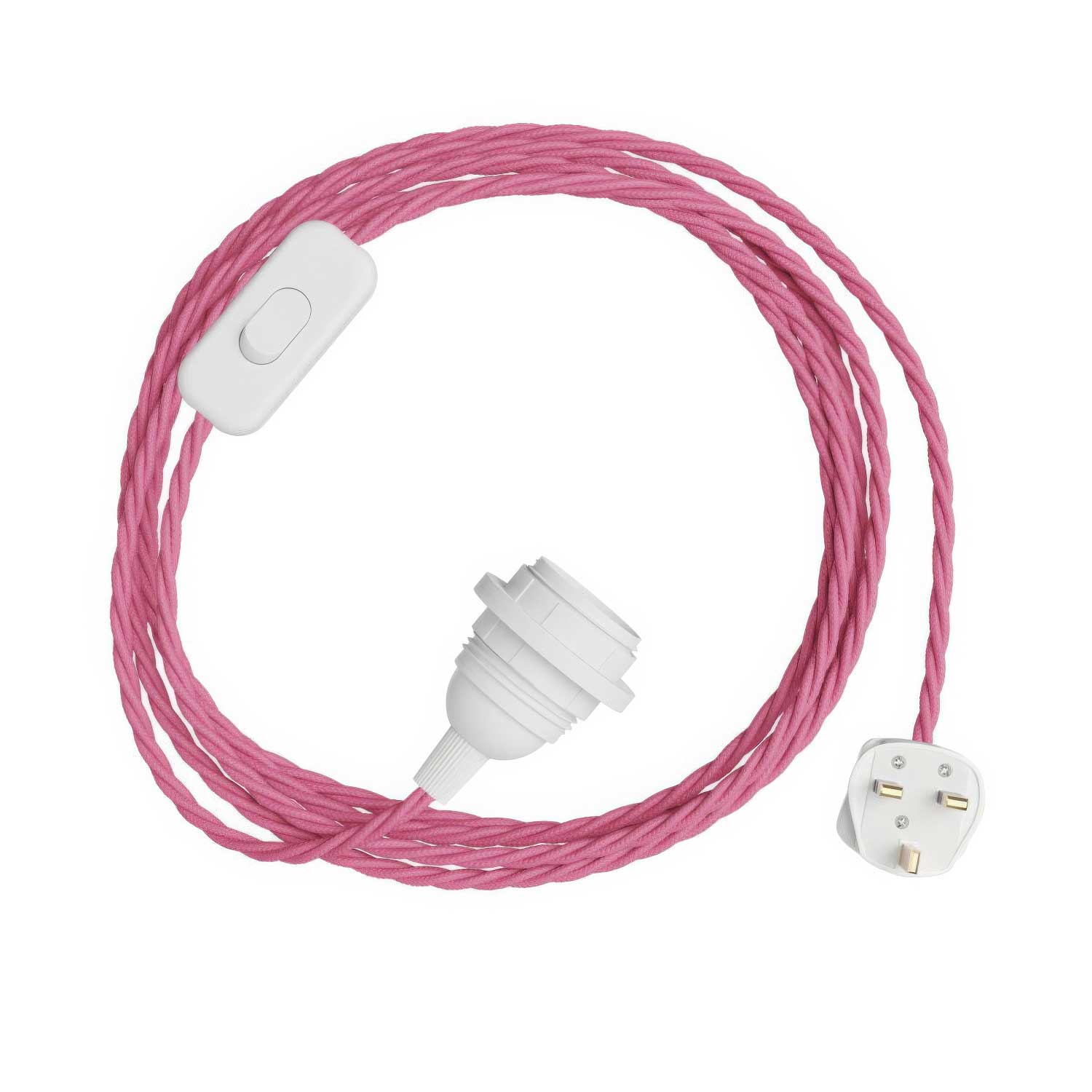 SnakeBis Twisted für Lampenschirm – Verkabelung mit Lampenfassung, geflochtenem Stoffkabel TM08 und UK-Stecker