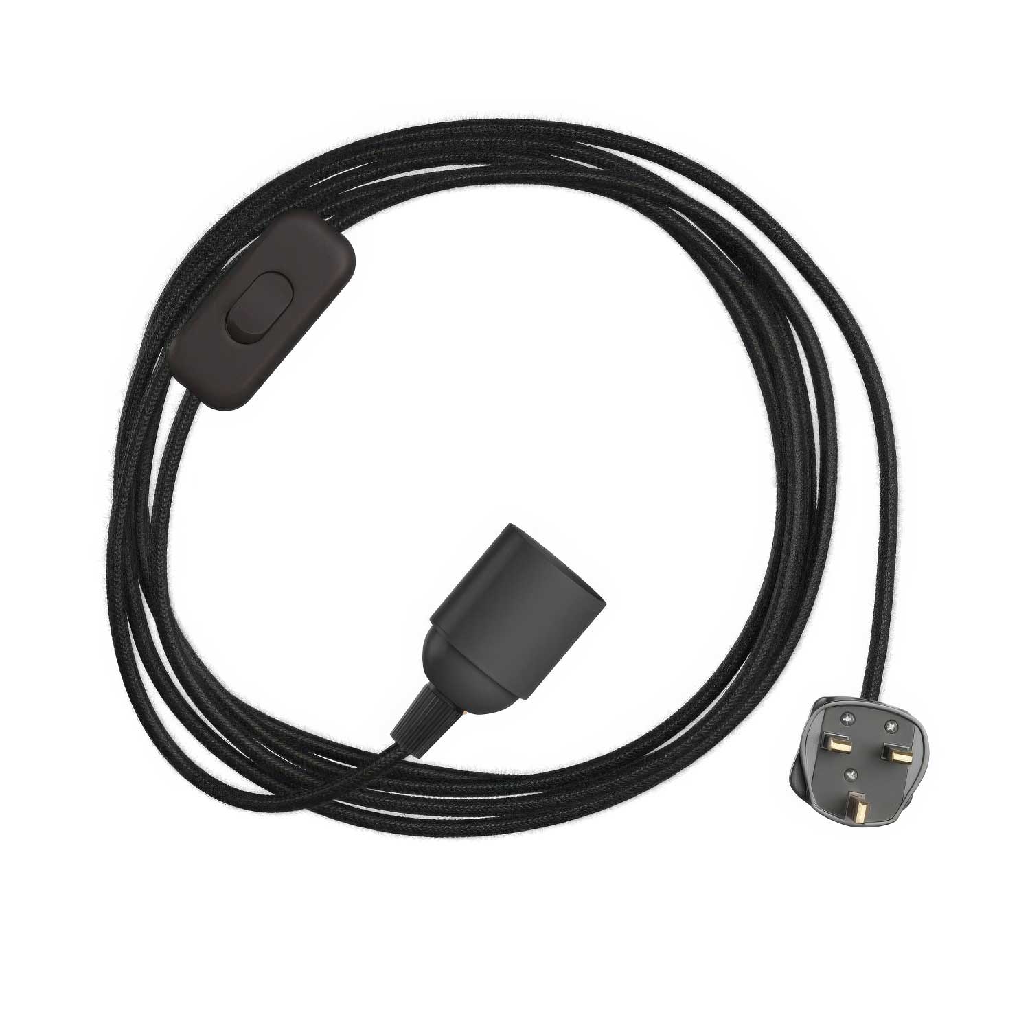 SnakeBis – Anschluss mit Lampenfassung, farbiges Textilkabel RC04 und UK-Stecker