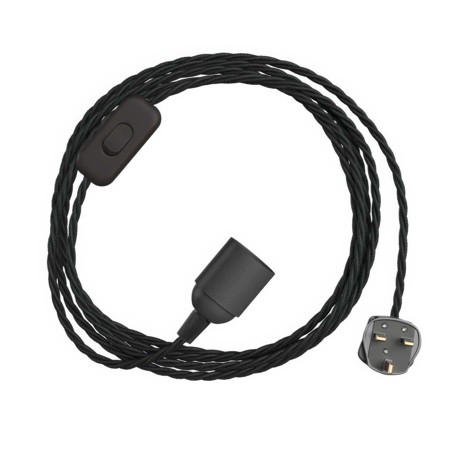 SnakeBis Twisted – Verkabelung mit Lampenfassung, geflochtenes Stoffkabel TC04 und UK-Stecker