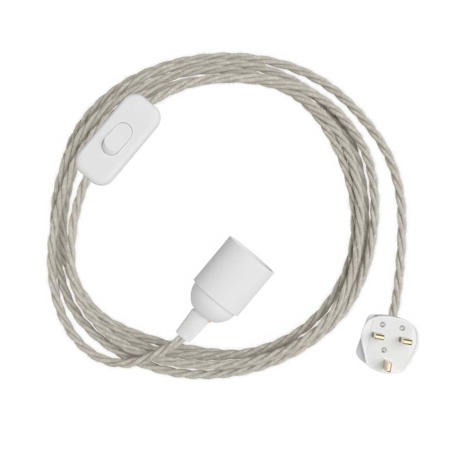 SnakeBis Twisted - Verkabelung mit Lampenfassung, geflochtenes Stoffkabel TN01 und UK-Stecker