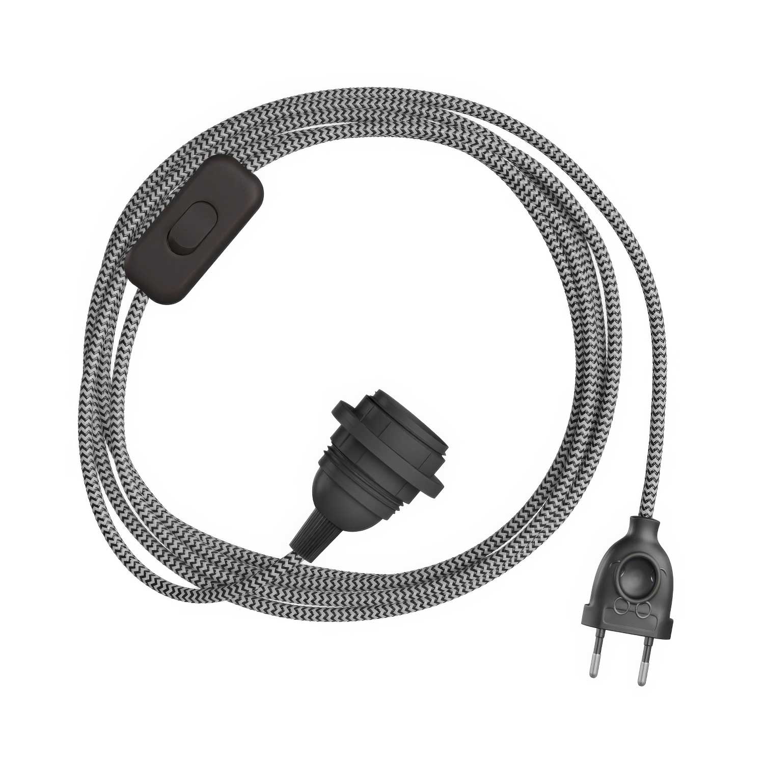 SnakeBis Zig-Zag für Lampenschirme – Verkabelung mit Lampenfassung und Zig-Zag-Stoffkabel RZ04