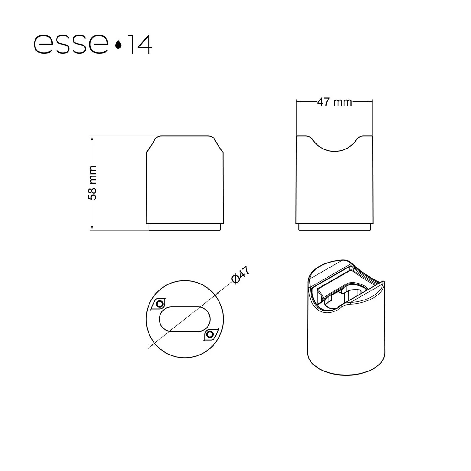 esse14 Wand- oder Deckenfassung mit S14d Sockel – Wasserdicht IP44 – Effekt Weißer Marmor - Image 7