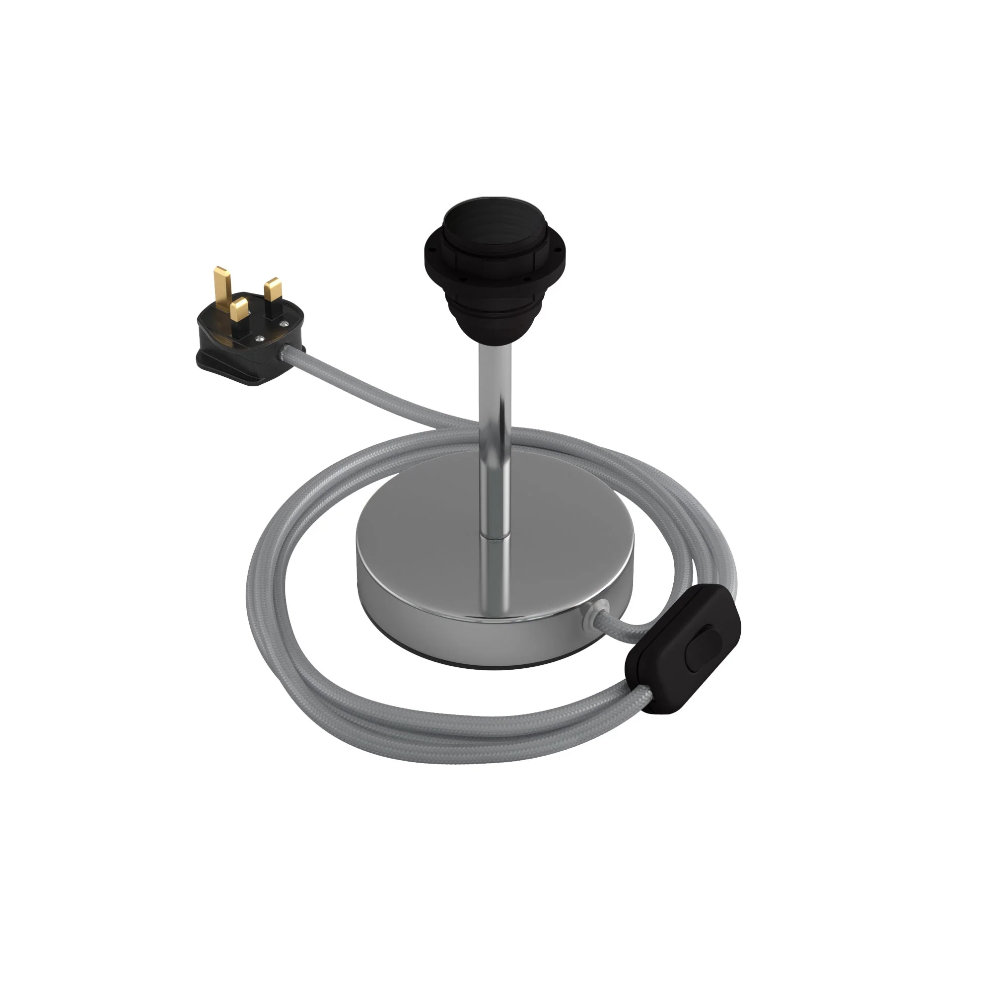 Alzaluce für Lampenschirm – Tischleuchte aus Metall mit UK-Stecker – Chrom - Image 5