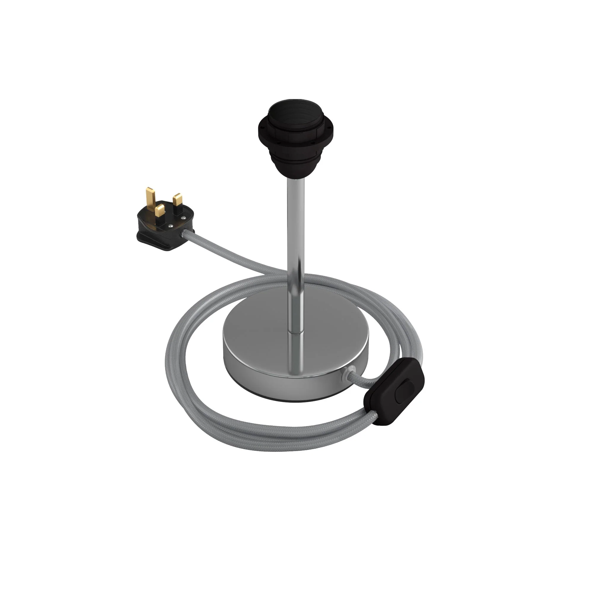 Alzaluce für Lampenschirm – Tischleuchte aus Metall mit UK-Stecker – Chrom - Image 6