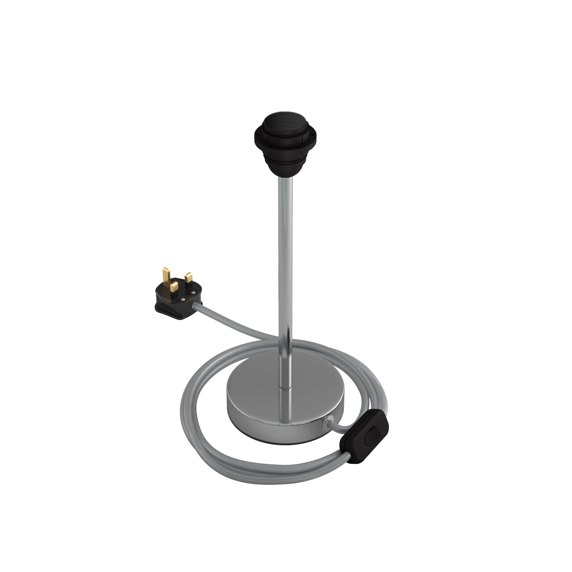 Alzaluce für Lampenschirm – Tischleuchte aus Metall mit UK-Stecker – Chrom - Image 8