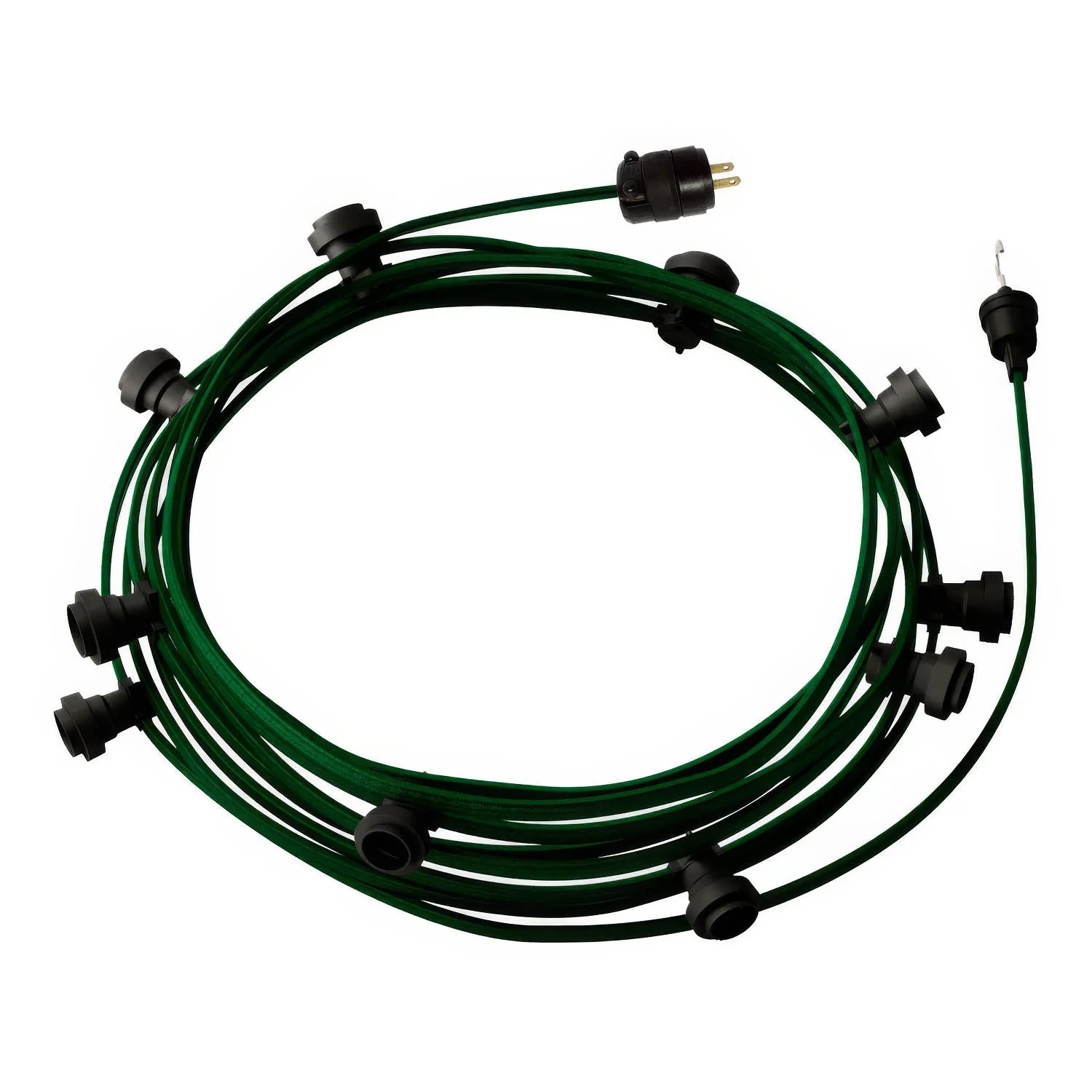 Gebrauchsfertige 40-ft-Lichterkette mit 10 schwarzen Fassungen, Haken und Stecker - CM21