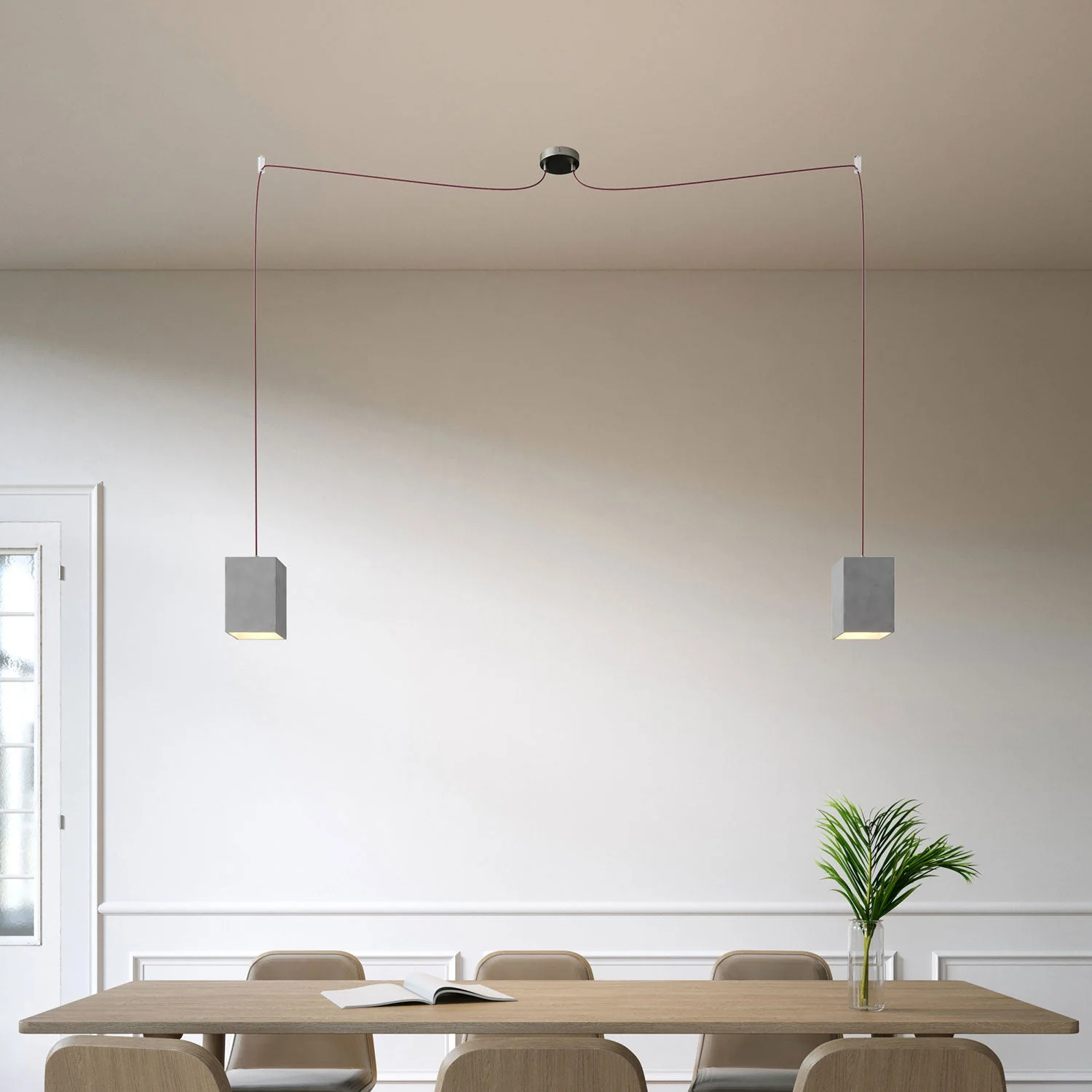 Spider – Mehrfachpendelleuchte mit 2 Abhängungen und Cubo-Schirm aus Beton – Betonoptik - Image 2