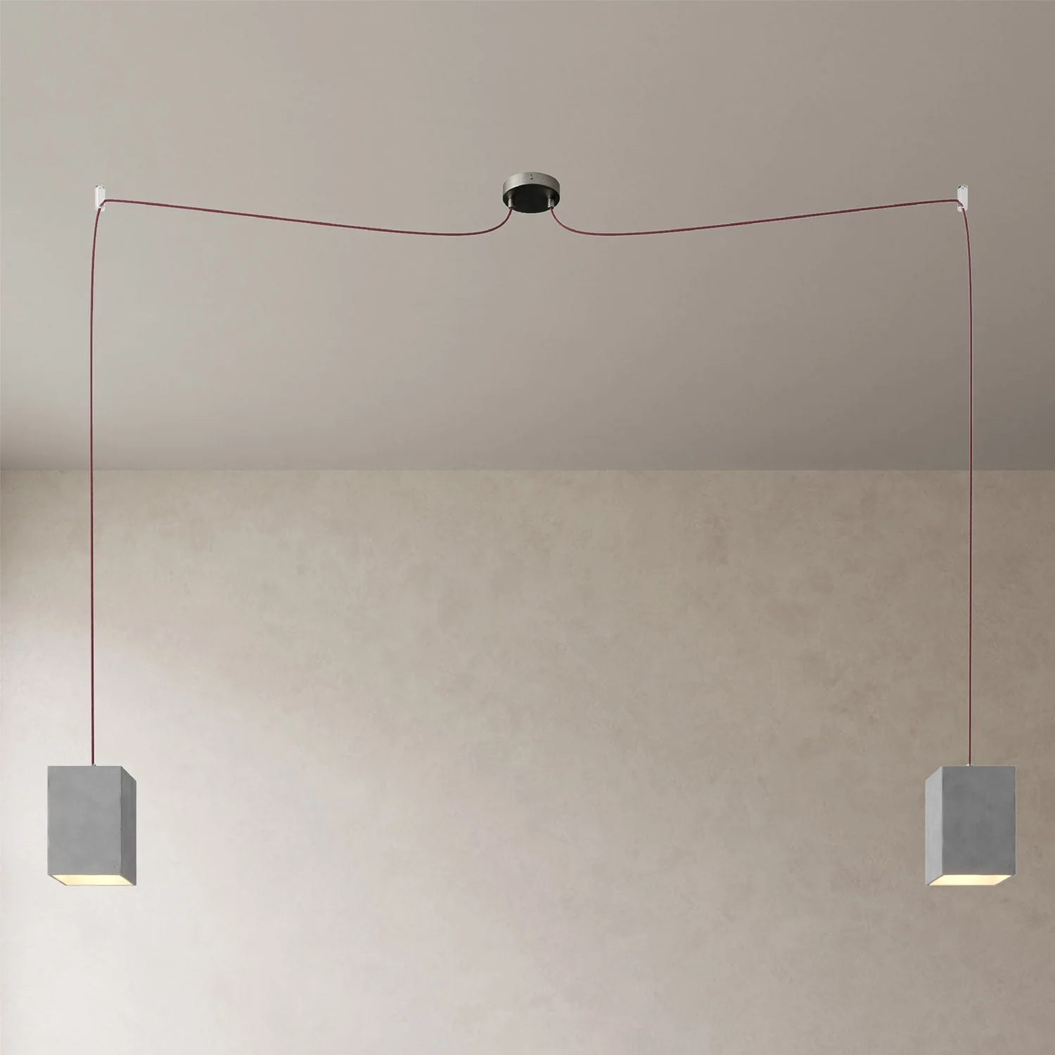 Spider – Mehrfachpendelleuchte mit 2 Abhängungen und Cubo-Schirm aus Beton – Betonoptik - Image 3