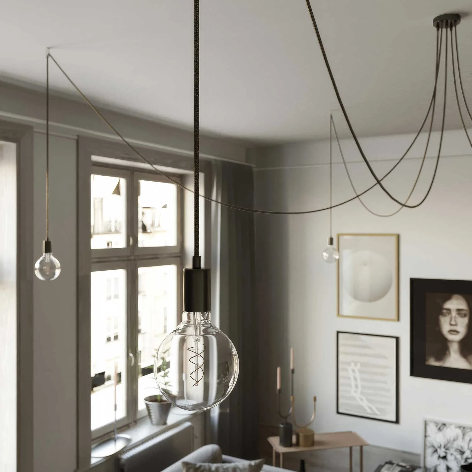 Spider – Mehrfach-Pendelleuchte mit 5 Abhängungen, Metallfinish – Schwarz Perle - Image 2