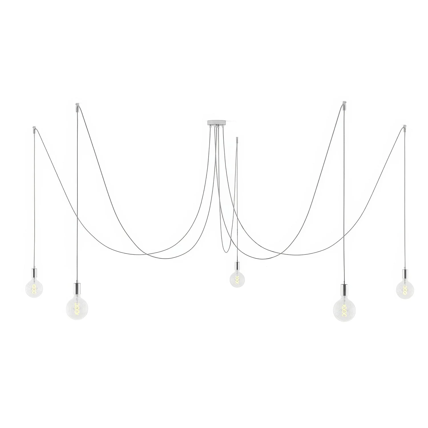 Spider – Pendelleuchte mit 5 Abhängungen und Metallfinish – Chrom