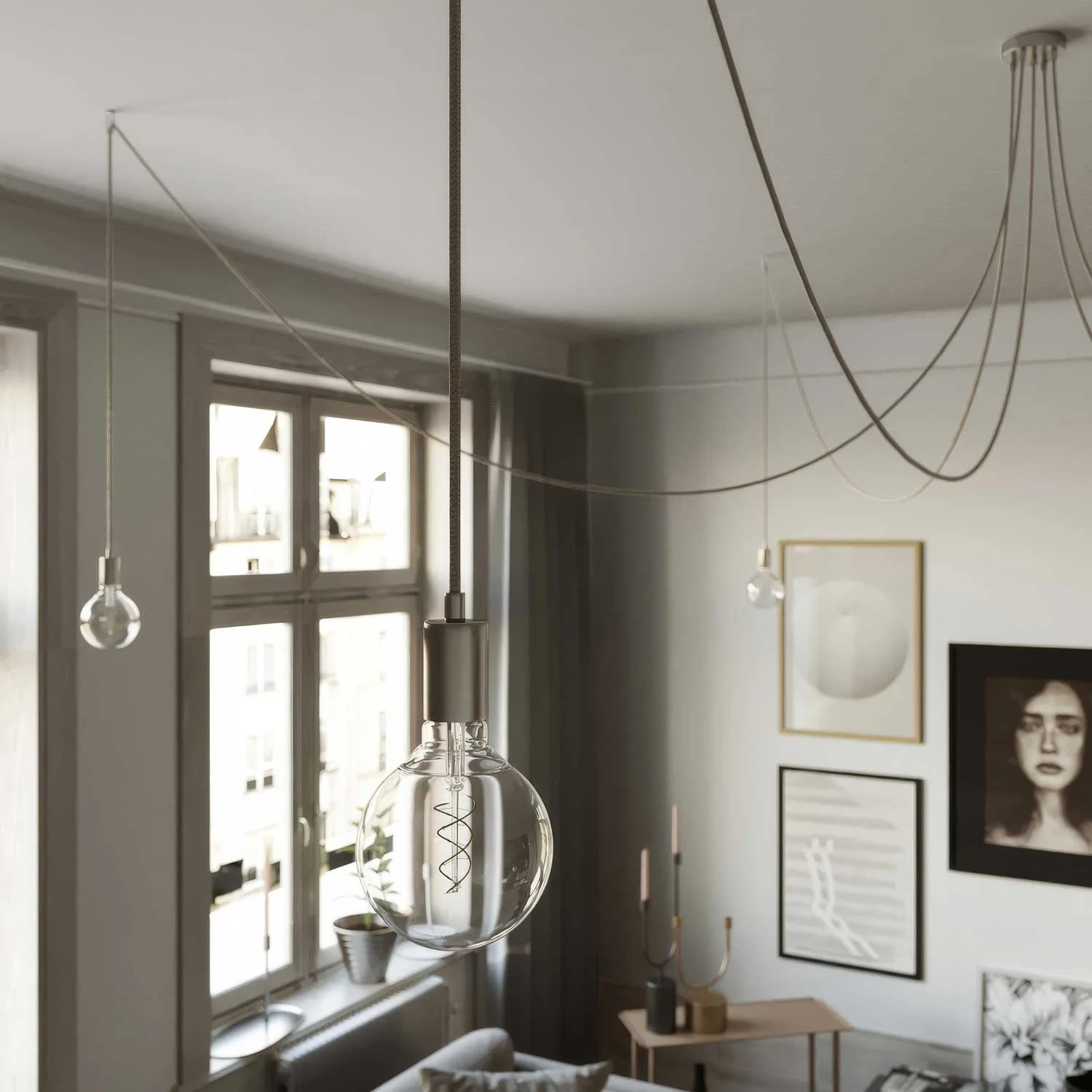 Spider – Pendelleuchte mit 5 Abhängungen und Metallfinish – Chrom - Image 2