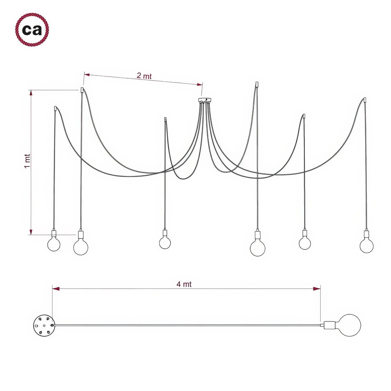 Spider – Mehrfach-Pendelleuchte mit 6 Abhängungen, Metall-Details – Chrom - Image 5