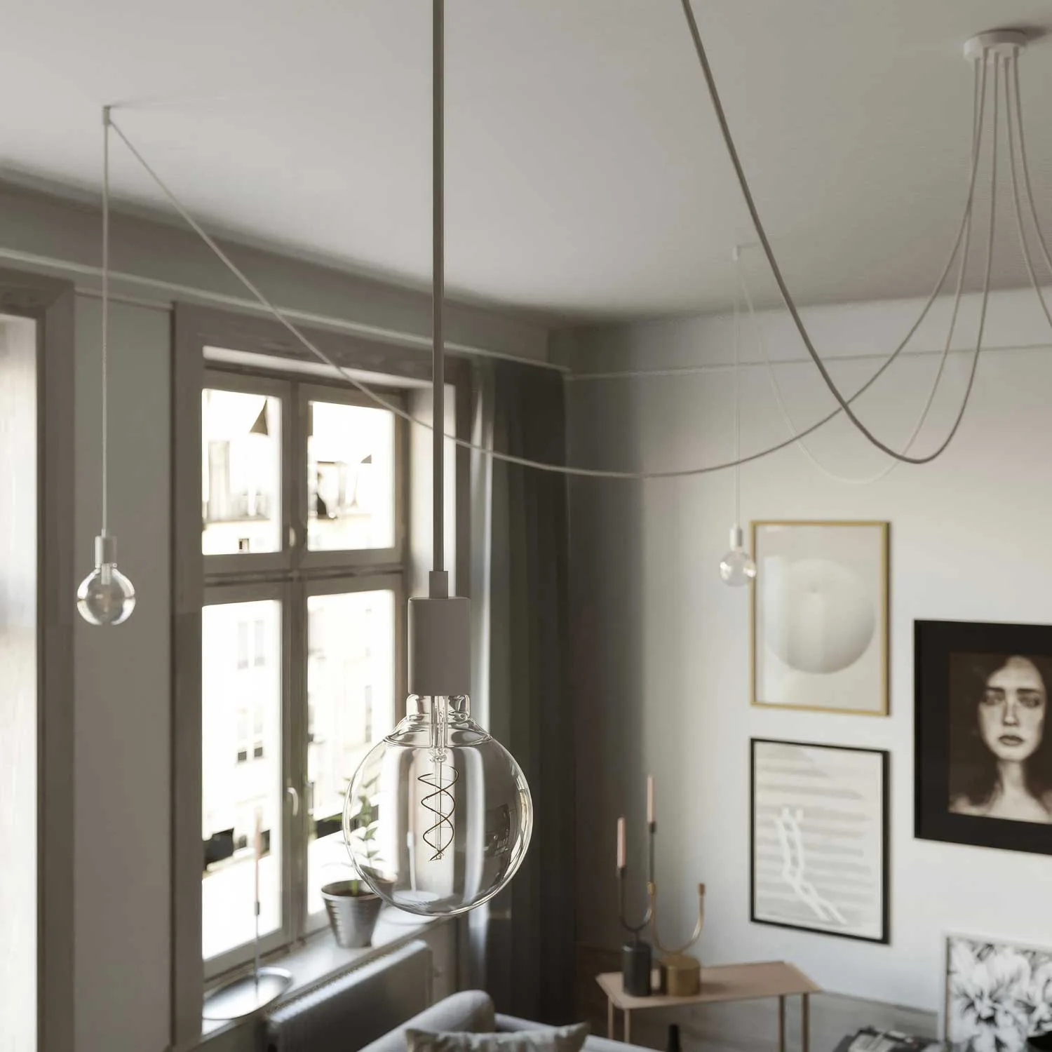 Spider – Mehrfachpendelleuchte mit 5 Abhängungen, Metallfinish – Weiß - Image 2