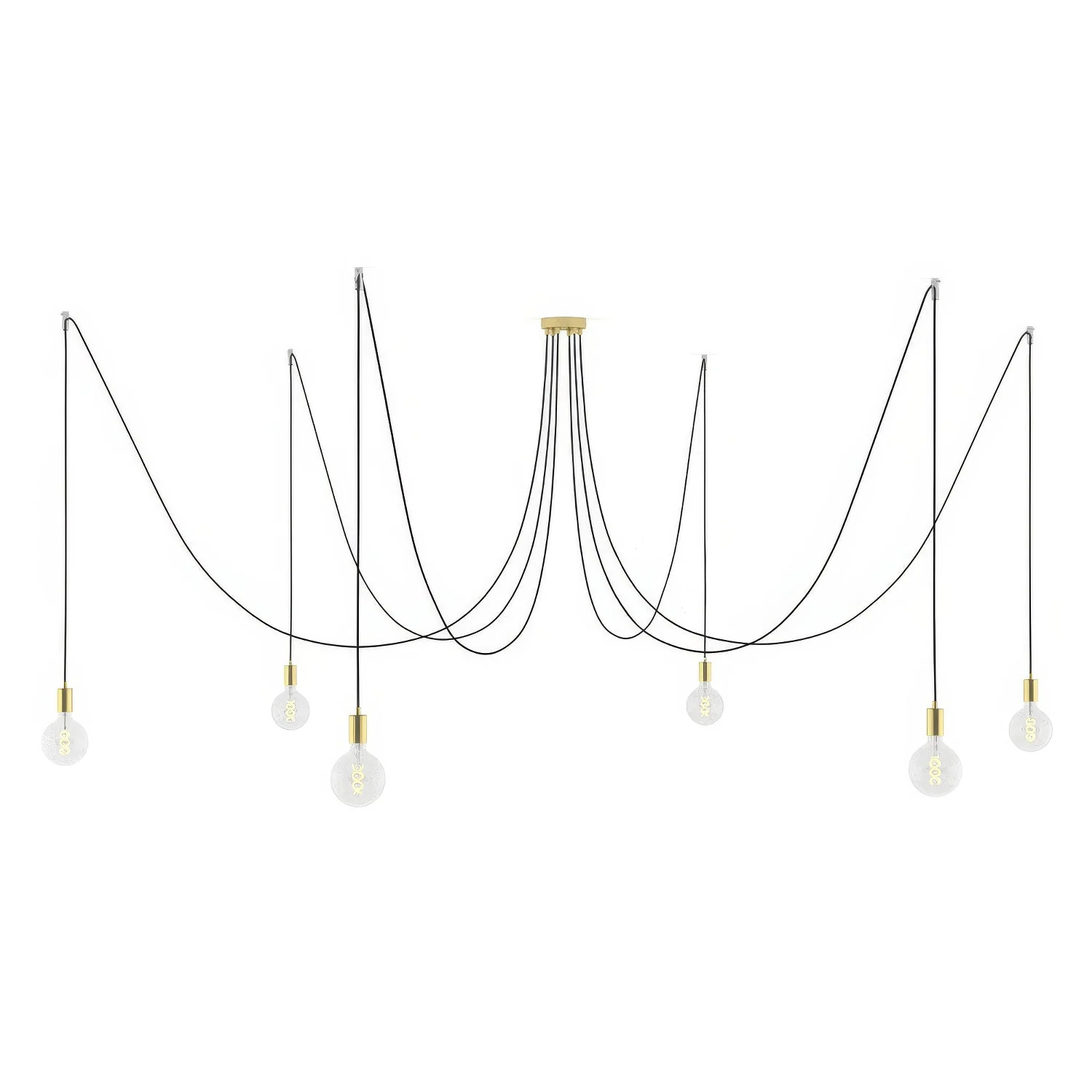 Spider – Mehrfach-Pendelleuchte mit 6 Abhängungen und Metall-Finish – Messing