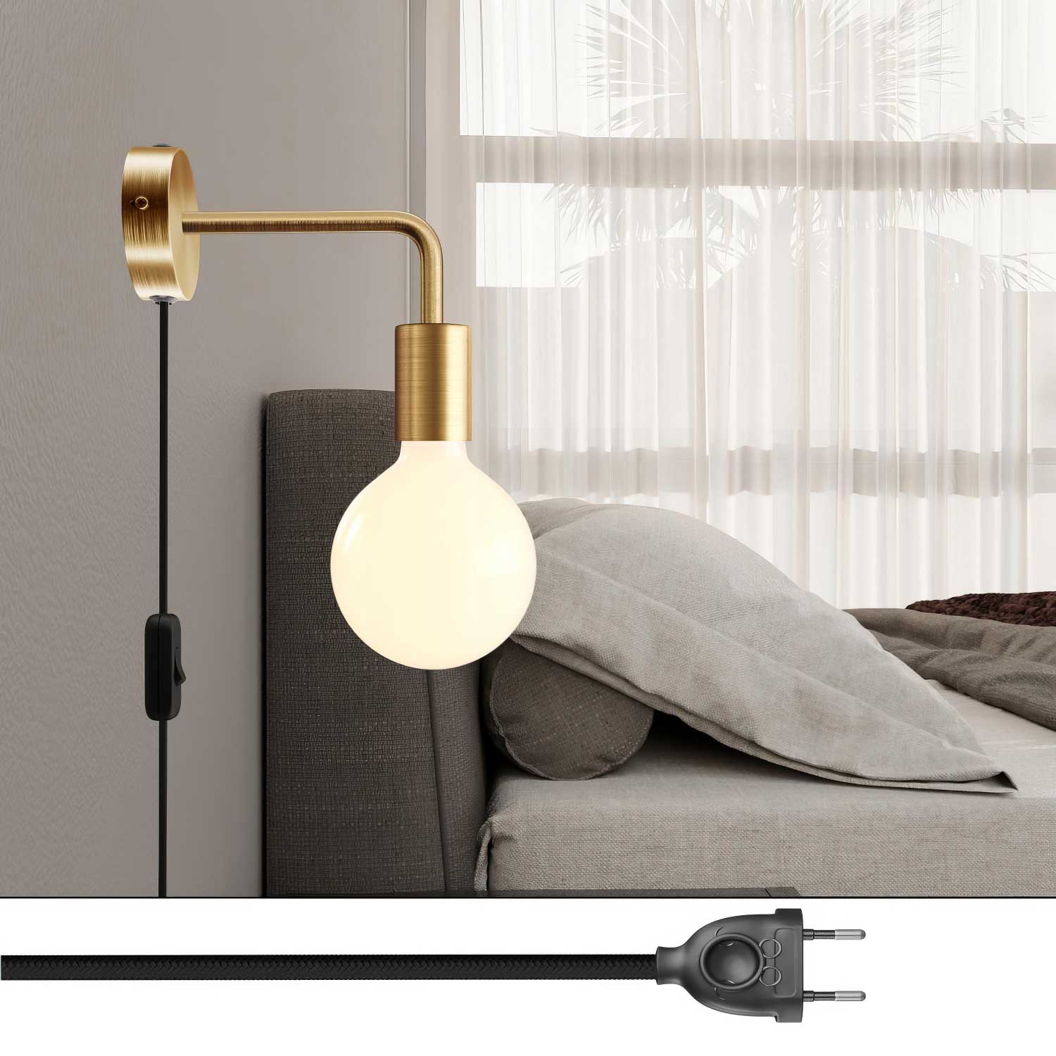 Spostaluce-Lampe aus Metall mit gebogener Verlängerung – Satinierte Bronze - Image 2
