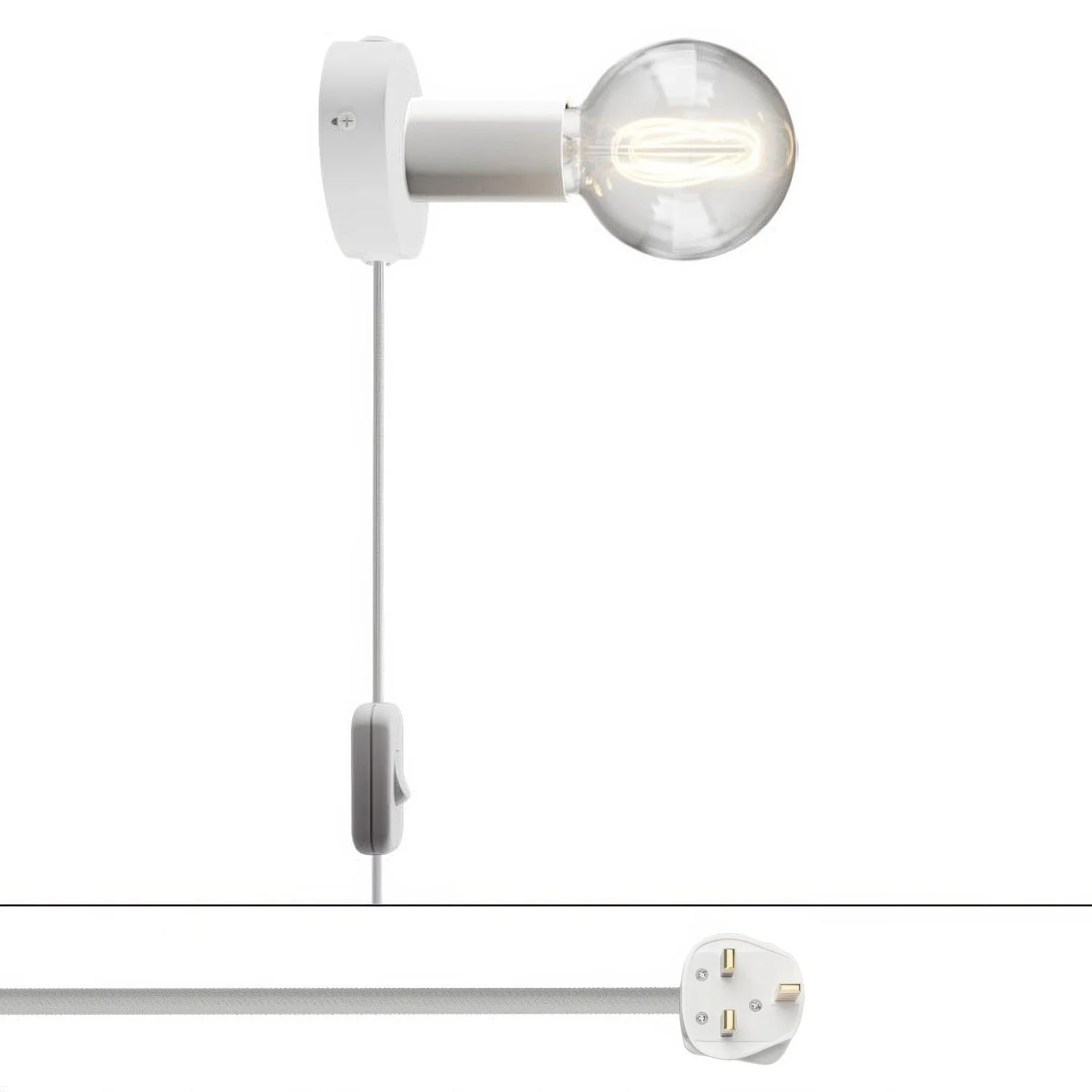 Spostaluce-Leuchte aus Metall mit UK-Stecker – Weiß