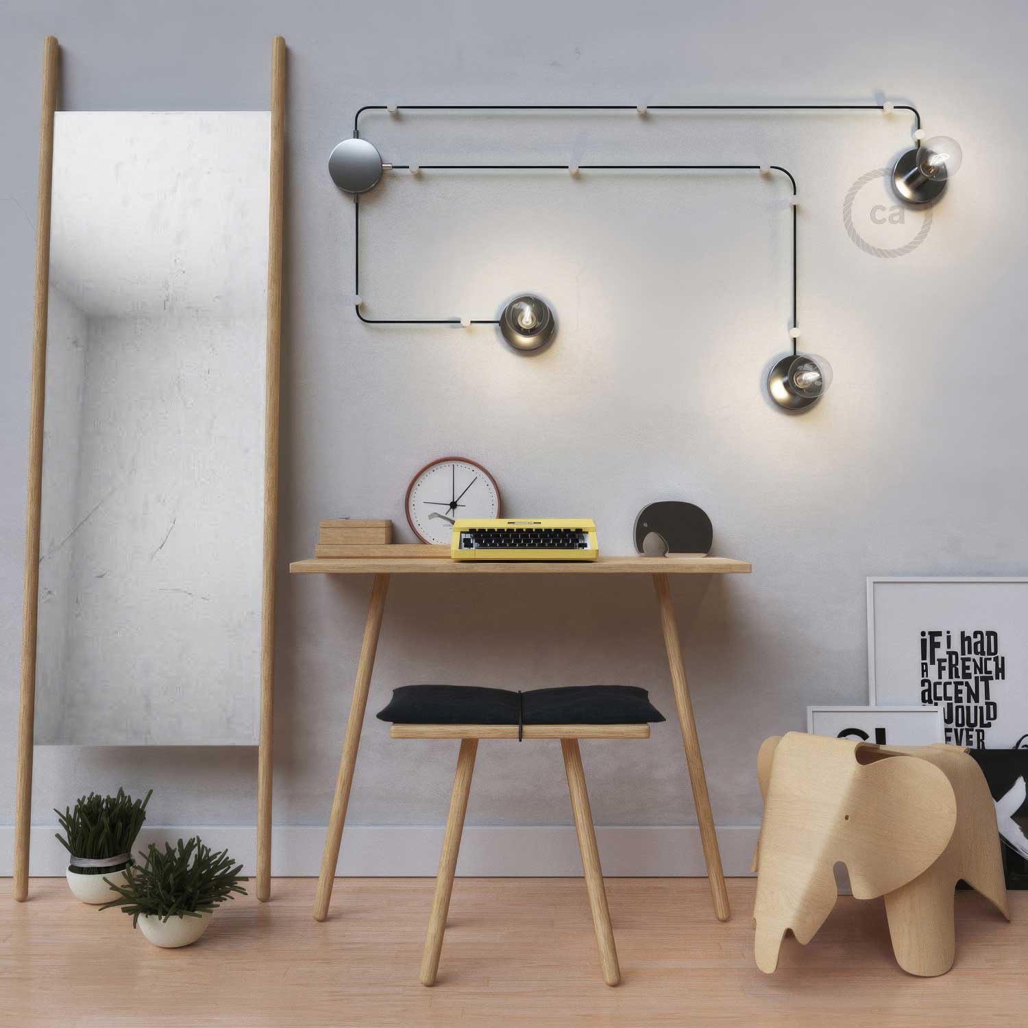 Spostaluce Metall-Lichtpunkt mit Textilkabel und seitlichen Öffnungen – Chrom - Image 2