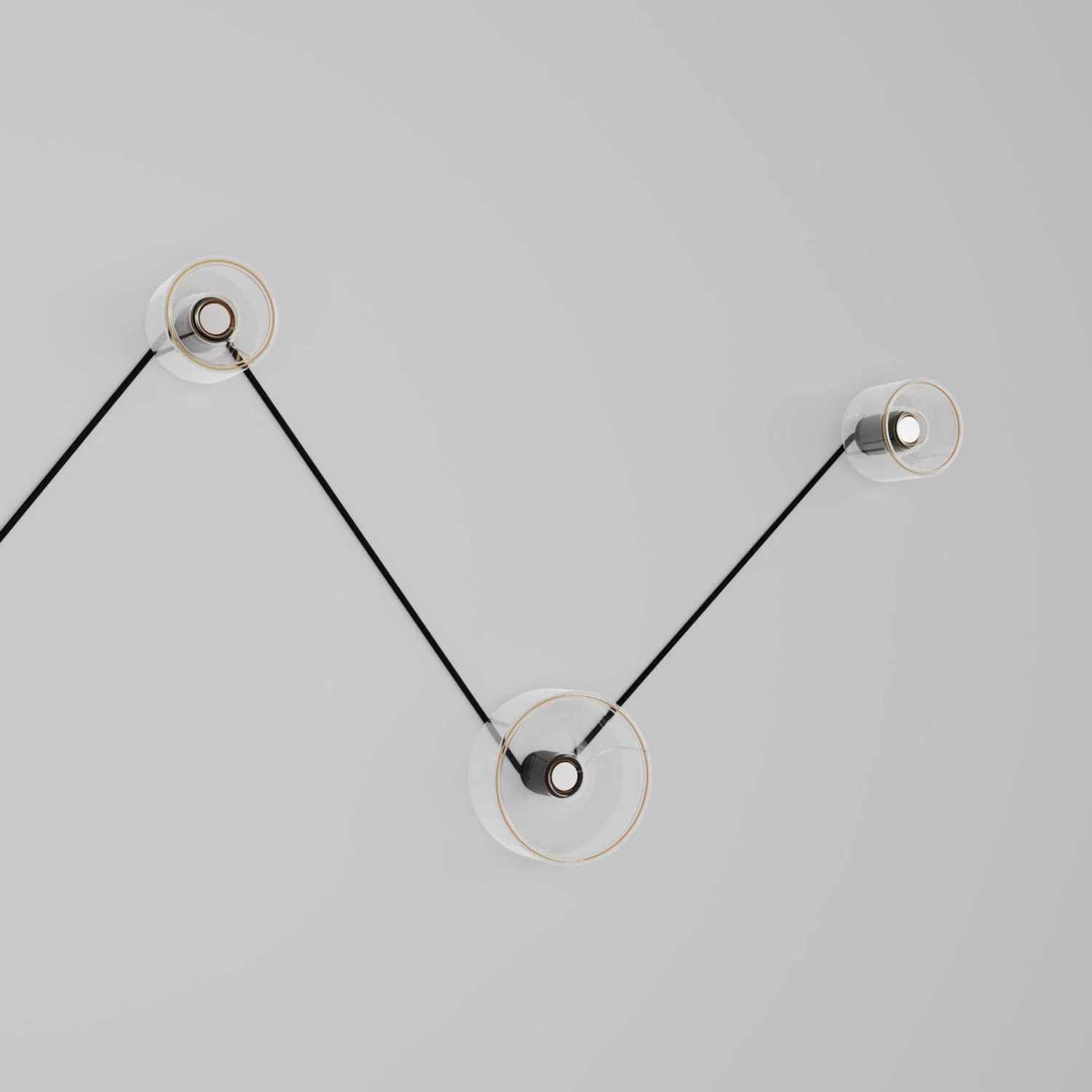 Spostaluce-Wandleuchte mit 3 Ghost-Glühbirnen und schwarzem Kabel - Image 3