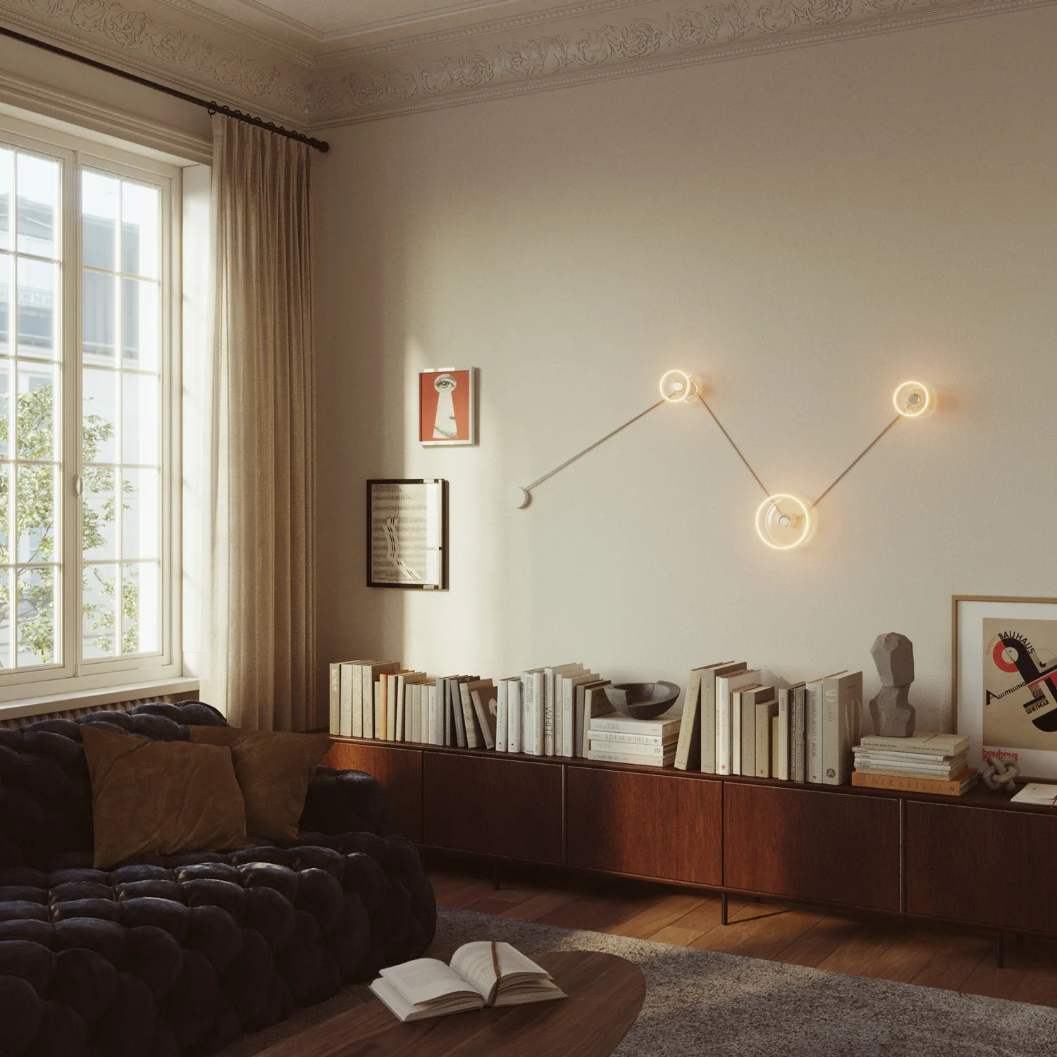 Spostaluce-Wandleuchte mit 3 Ghost-Leuchtmitteln und weißem Kabel - Image 2