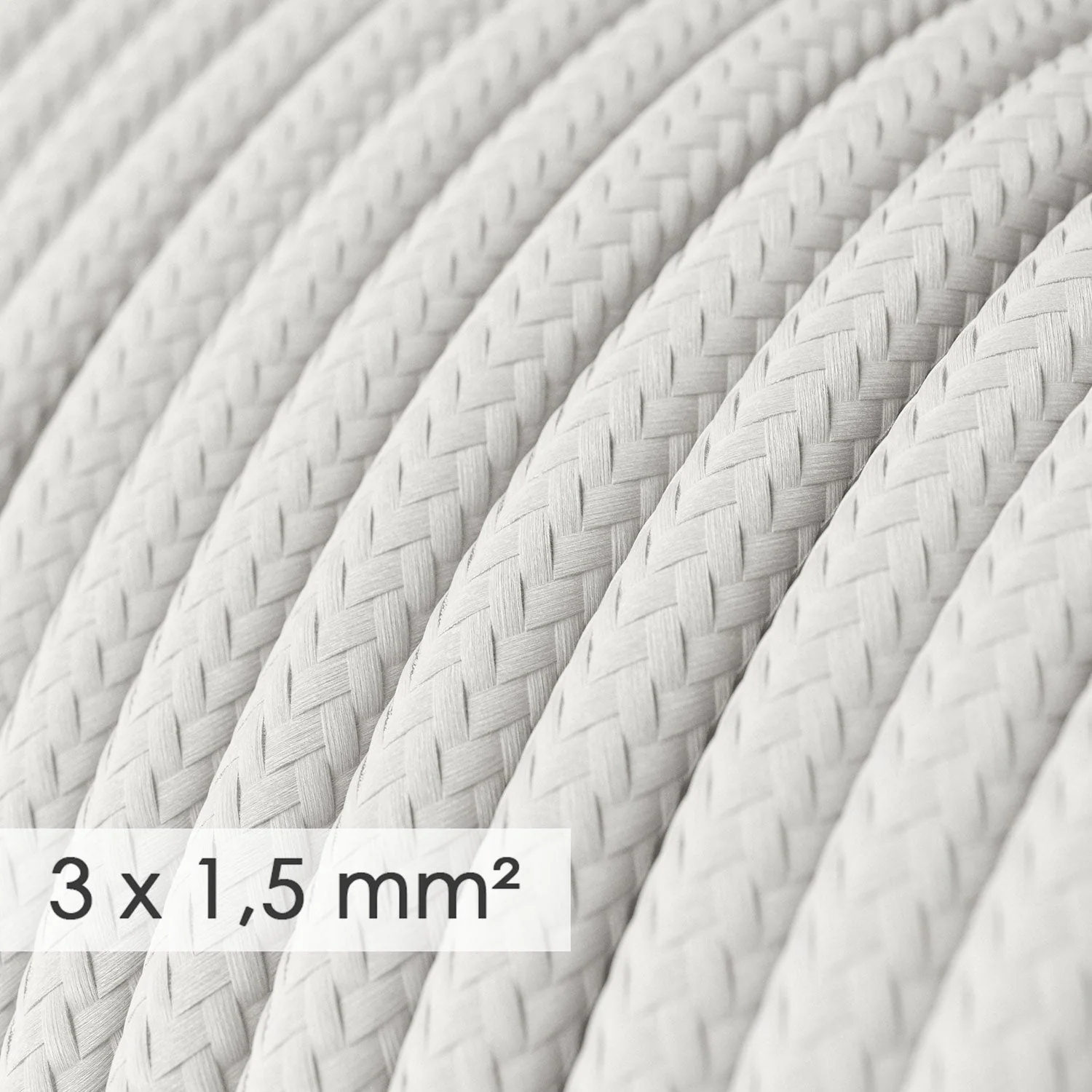 Französische Mehrfachsteckdose mit glänzend weißem Stoffkabel und Schuko-Stecker mit Komfort-Ring - Image 2