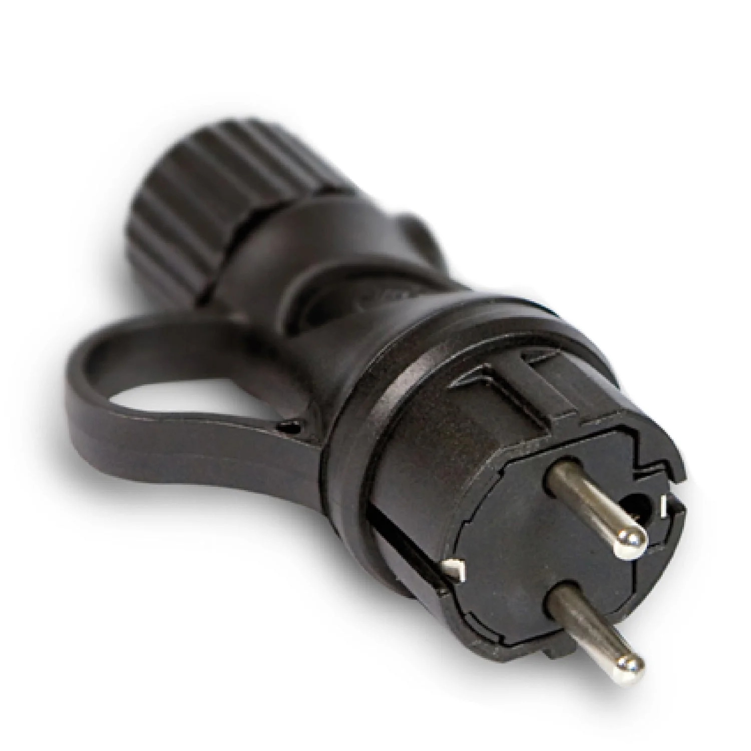 Schwarzer Schuko-Stecker 16A 250V IP44 für Außenbereich – System Modulair kompatibel – Schwarz - Image 4