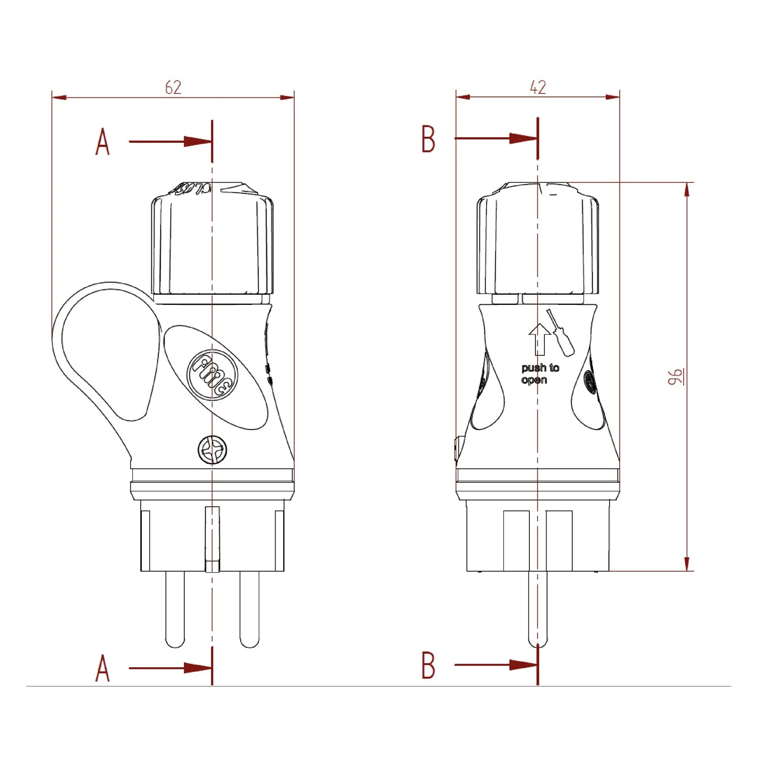 Schwarzer Schuko-Stecker 16A 250V IP44 für Außenbereich – System Modulair kompatibel – Schwarz - Image 6