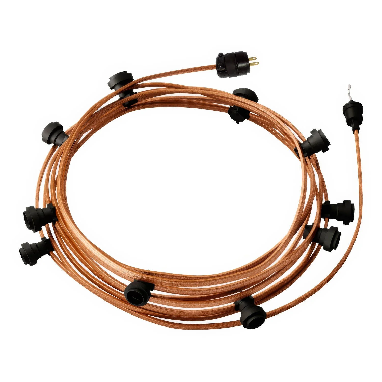 Gebrauchsfertige 40-ft-Lichterkette mit 10 schwarzen Fassungen, Haken und Stecker - CM22