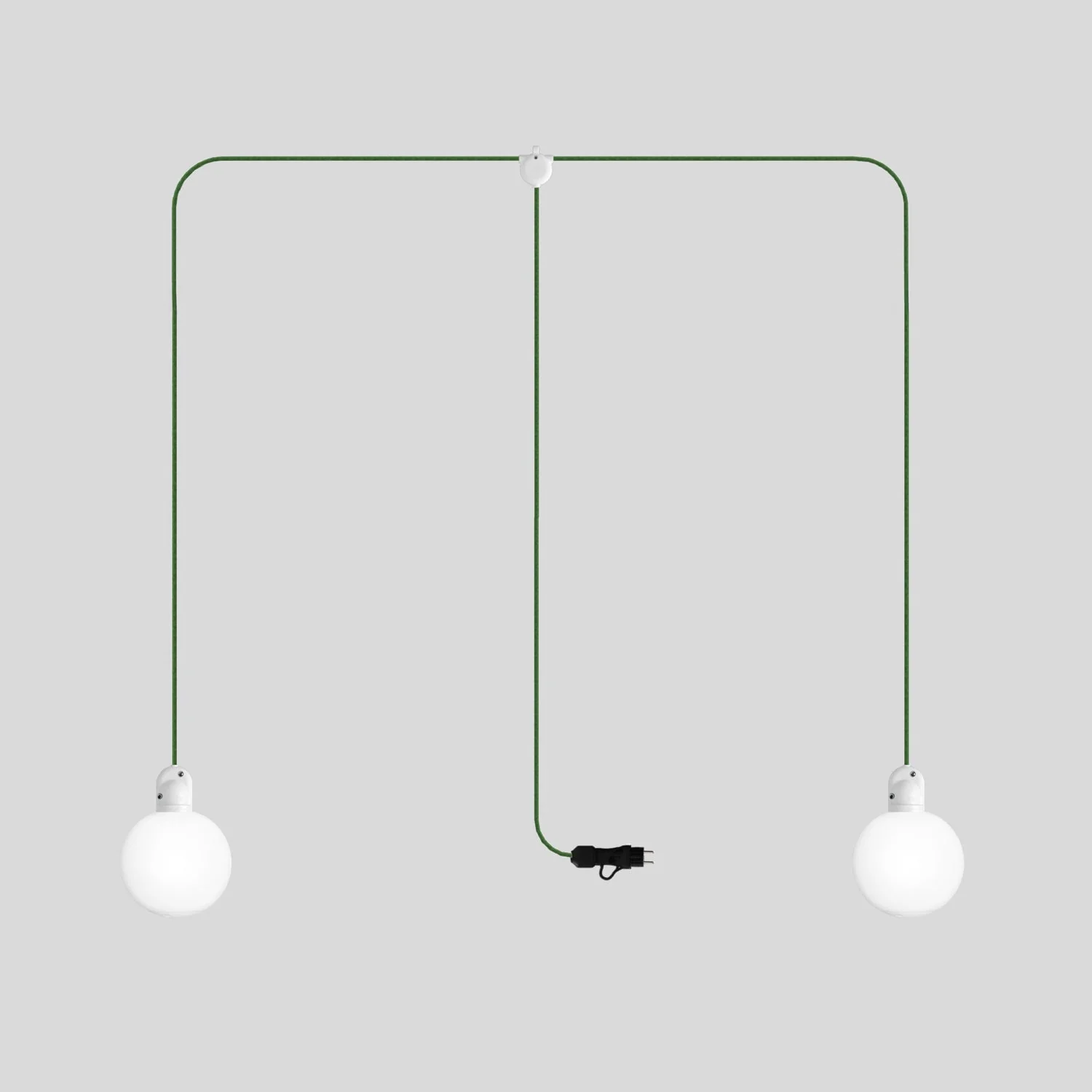 Plug-in-Außenleuchte Modulair IP65 mit 2 Abhängungen, unzerbrechlichen Unbreak-a-Ball-Lampenschirmen und SX08-Textilkabel