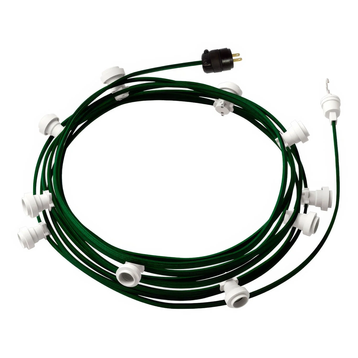 Gebrauchsfertige 40-ft-Lichterkette mit 10 weißen Fassungen, Haken und Stecker - CM21