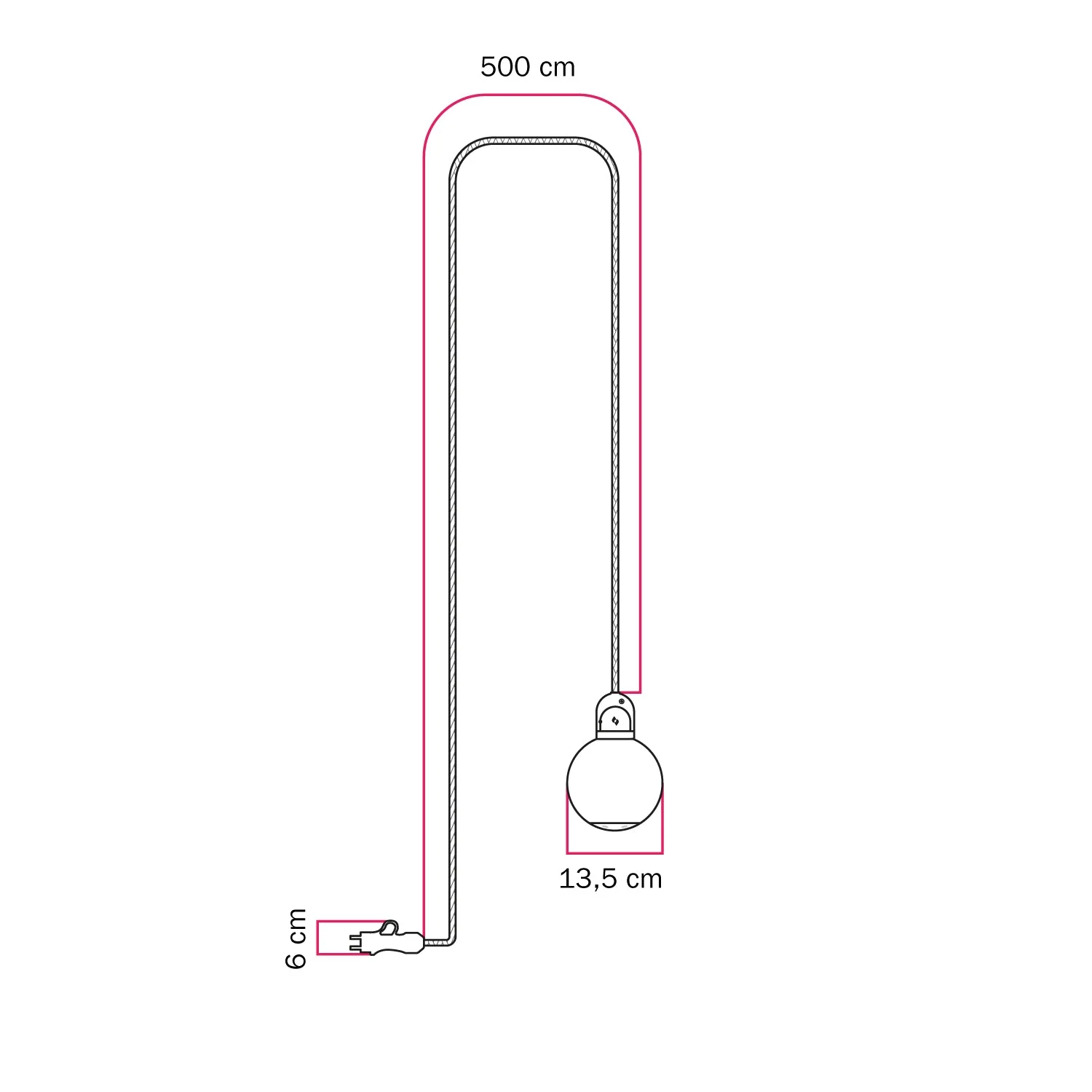 Modulair Outdoor Plug-in-Leuchte IP65 mit unzerbrechlichem Unbreak-a-Ball-Schirm und SN06-Kabel - Image 5