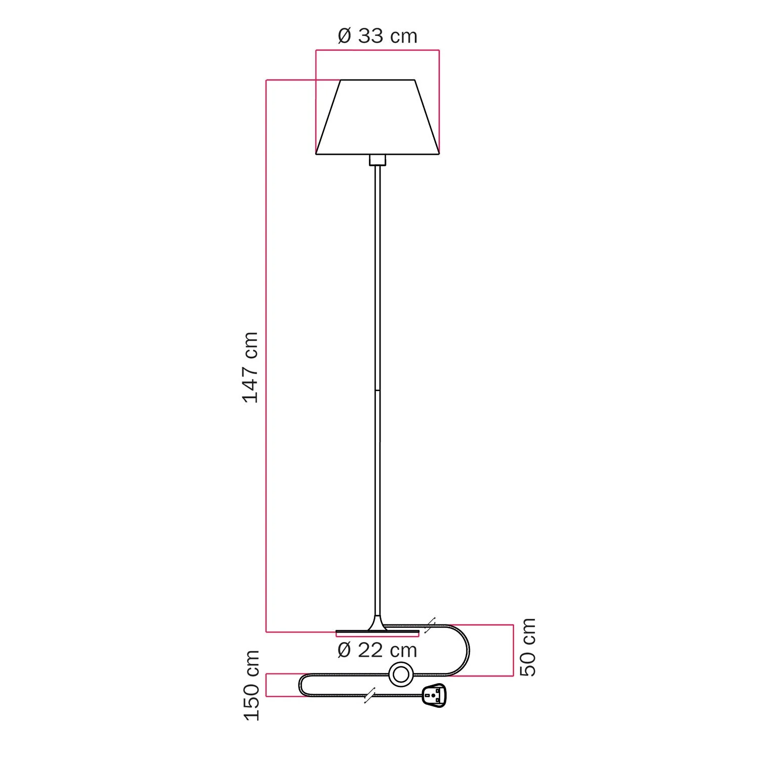 Stehleuchte MAG-Y mit runder Metallbasis, Impero M Lampenschirm und UK-Stecker – Schwarz - Image 5