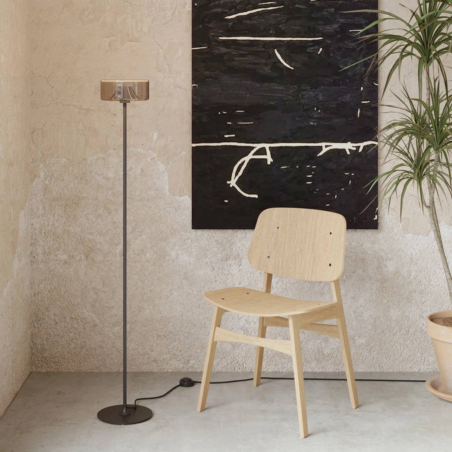 Stehlampe MAG-Y mit runder Metallbasis und Ghost Smoky-Leuchtmittel – Schwarz - Image 2