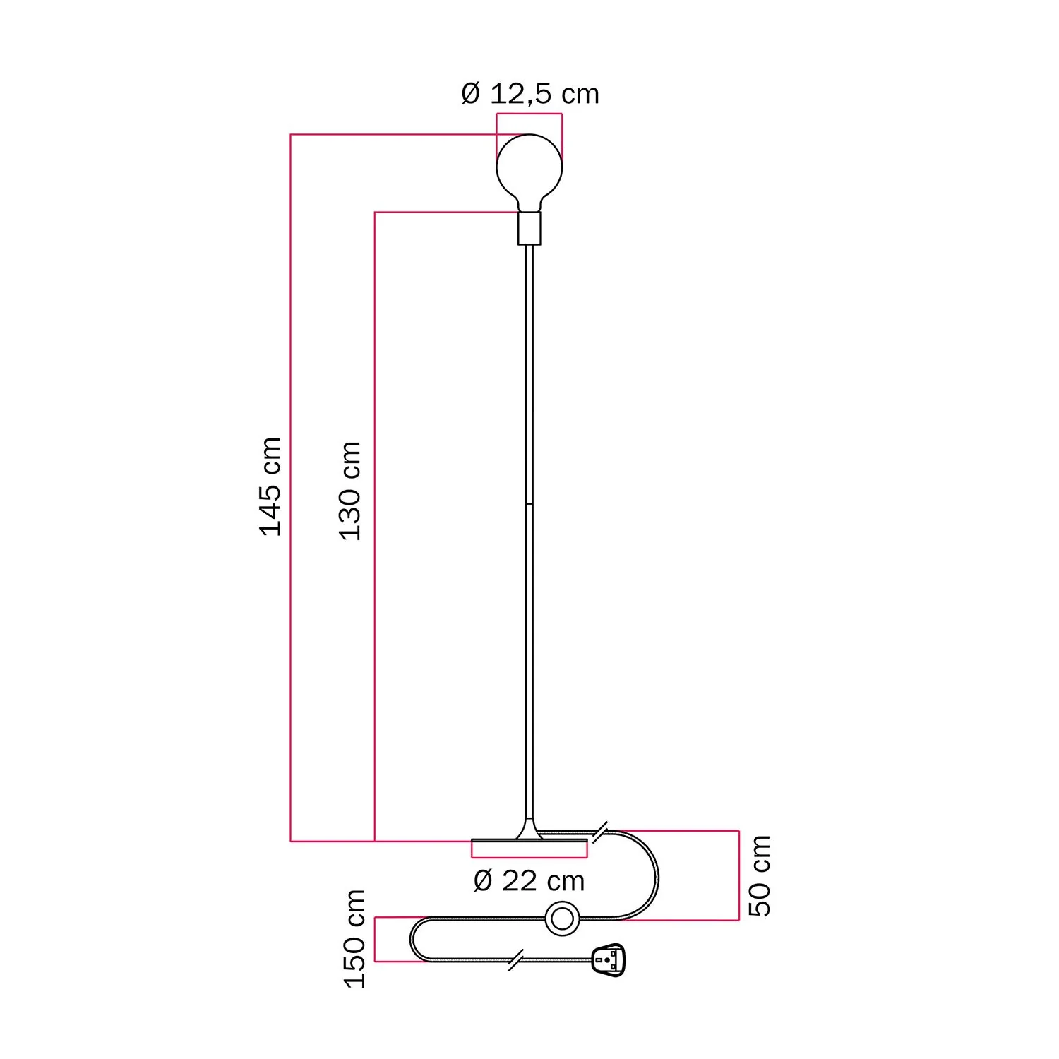 Stehlampe MAG-Y mit rundem Metallsockel und UK-Stecker – Mattweiß - Image 4