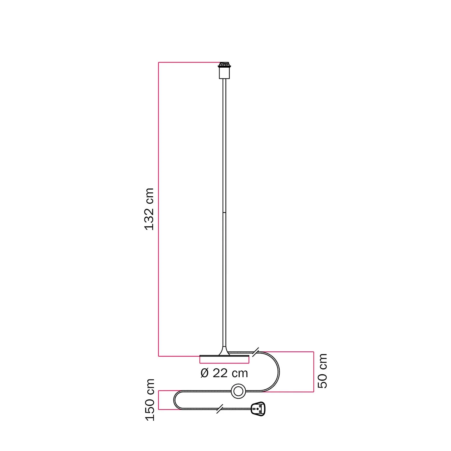 Stehleuchte MAG-Y mit rundem Metallfuß, vorbereitet für Lampenschirm und UK-Stecker - Mattweiß - Image 4