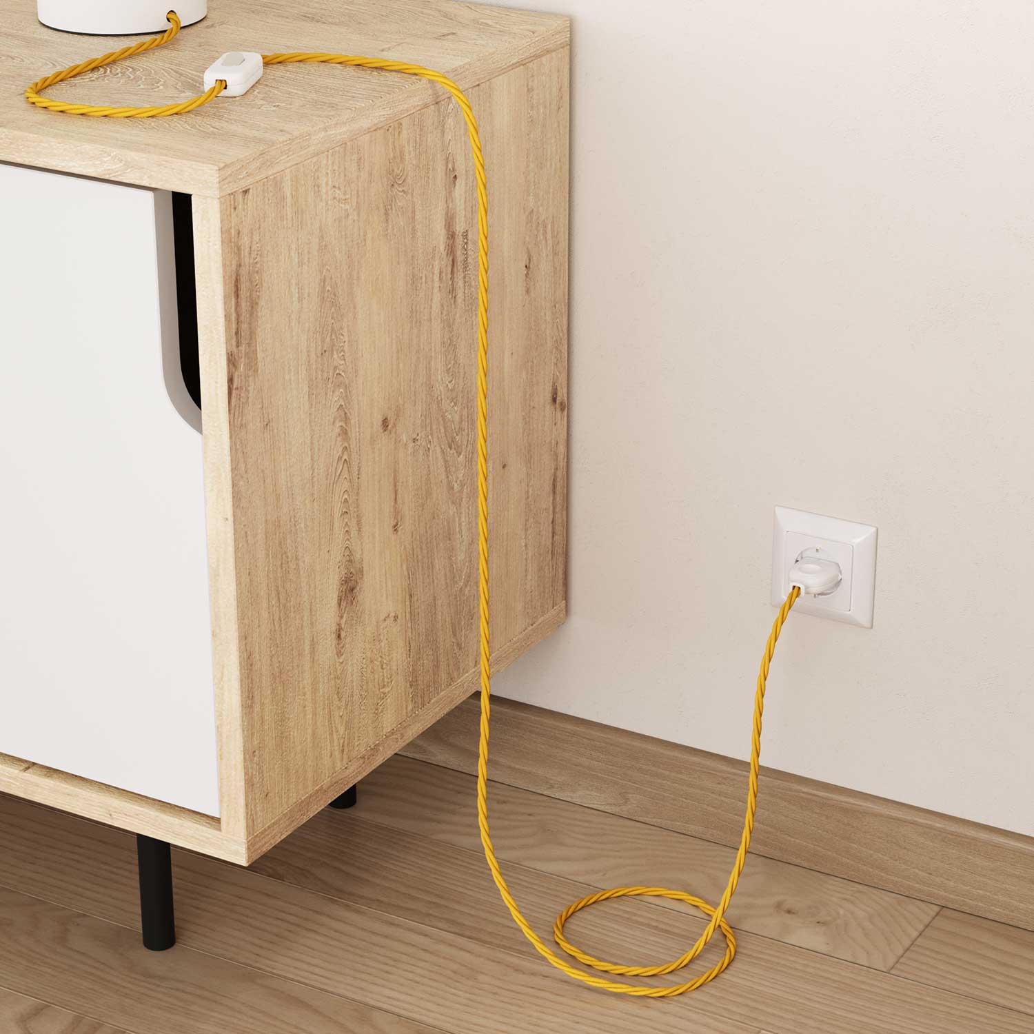 Geflochtenes Stoffkabel Maisgelb – Das Original von Creative Cables, für einzigartige Lichtdekorationen – TM10 - Image 3