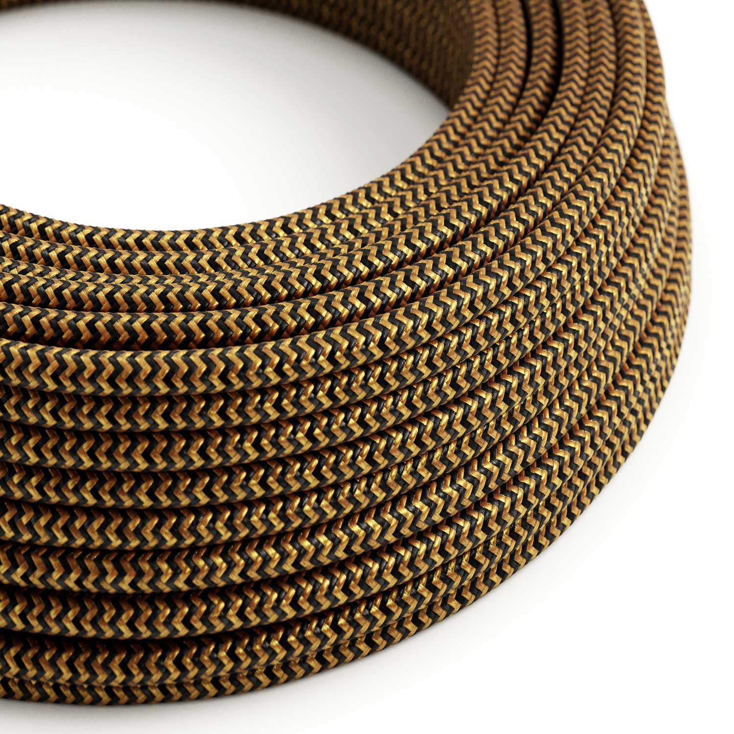 Cloth Covered Wire – Gold & Schwarz Rayon Chevron RZ24 – UL Listed