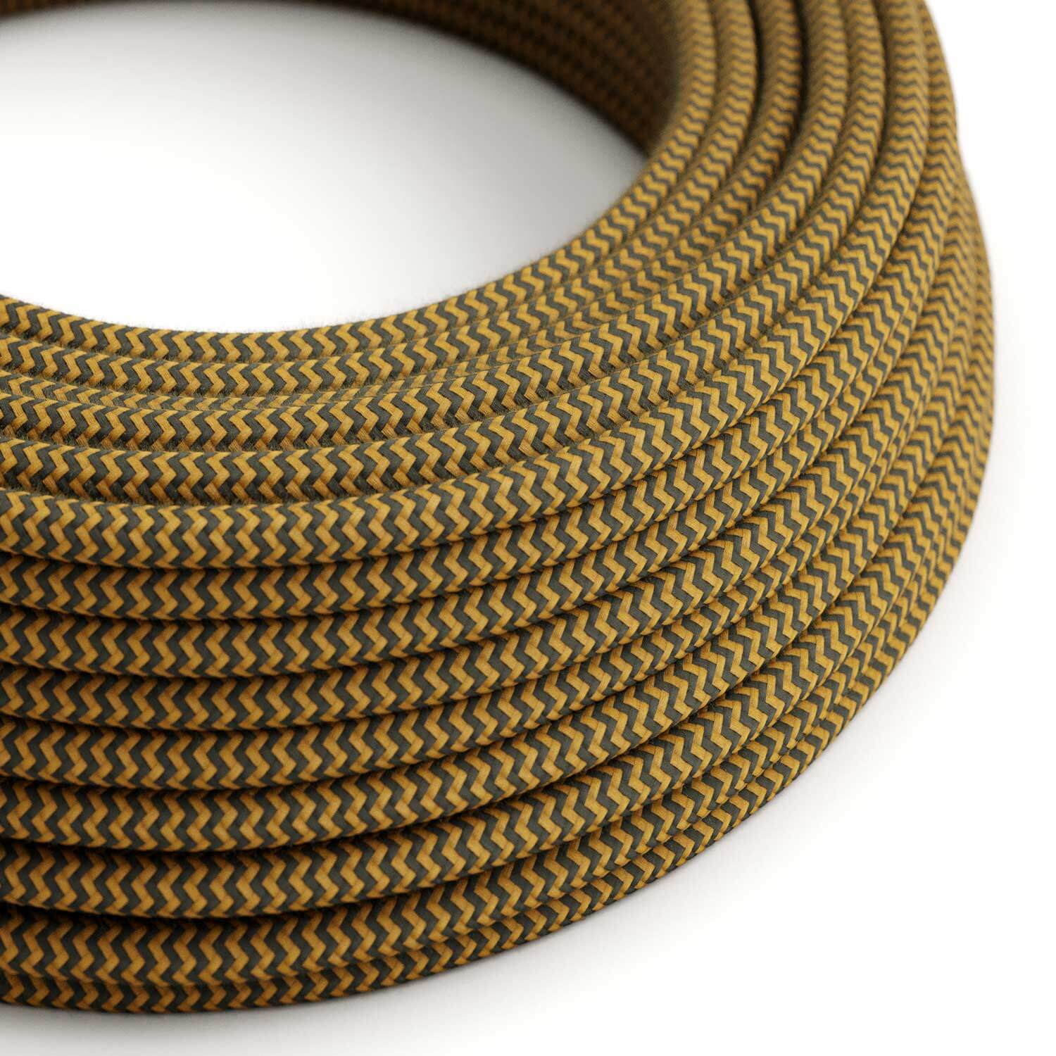 Baumwollgeflechtkabel in Honiggold und Anthrazitgrau – Das Original Creative Cables, für Deine DIY-Lampen – RZ27