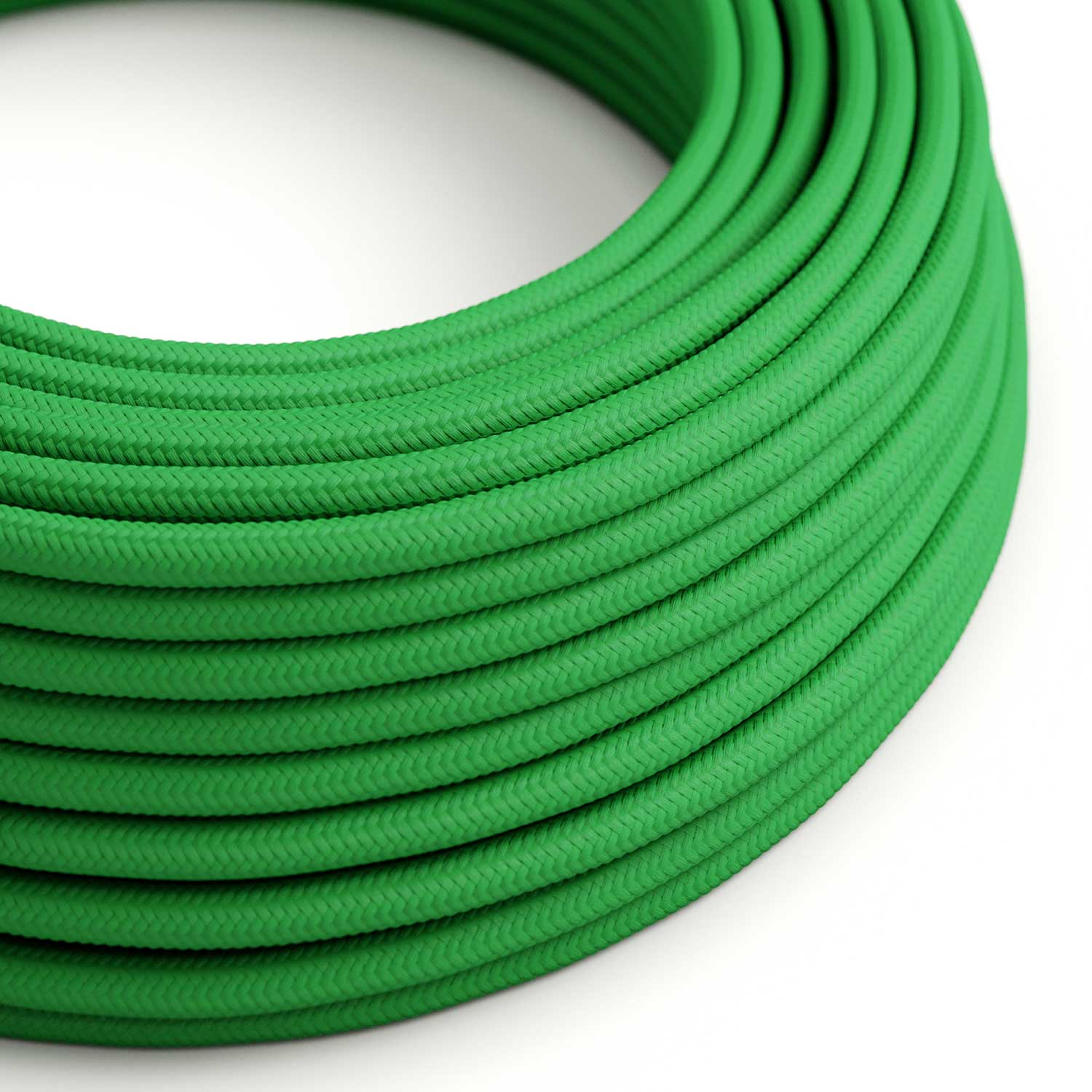 Elektrikkabel mit glänzendem, grasgrünem Textilmantel – Das Original Creative Cables, für originelle Lampen – RM06