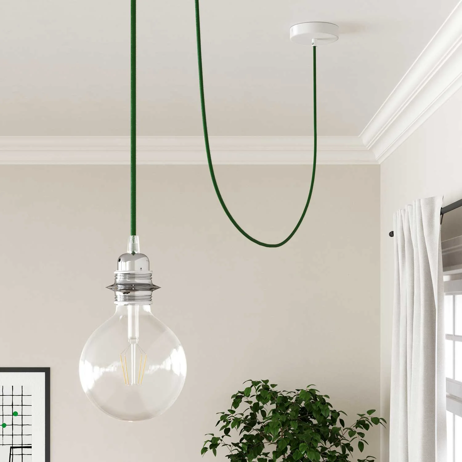 Elektrikkabel mit glänzendem, grasgrünem Textilmantel – Das Original Creative Cables, für originelle Lampen – RM06 - Image 4
