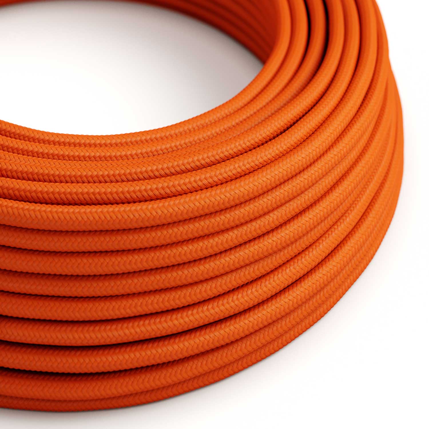 Glänzendes Textilkabel Orange Flamme – Das Original Creative-Cables – RM15 rund 2x0,75mm / 3x0,75mm